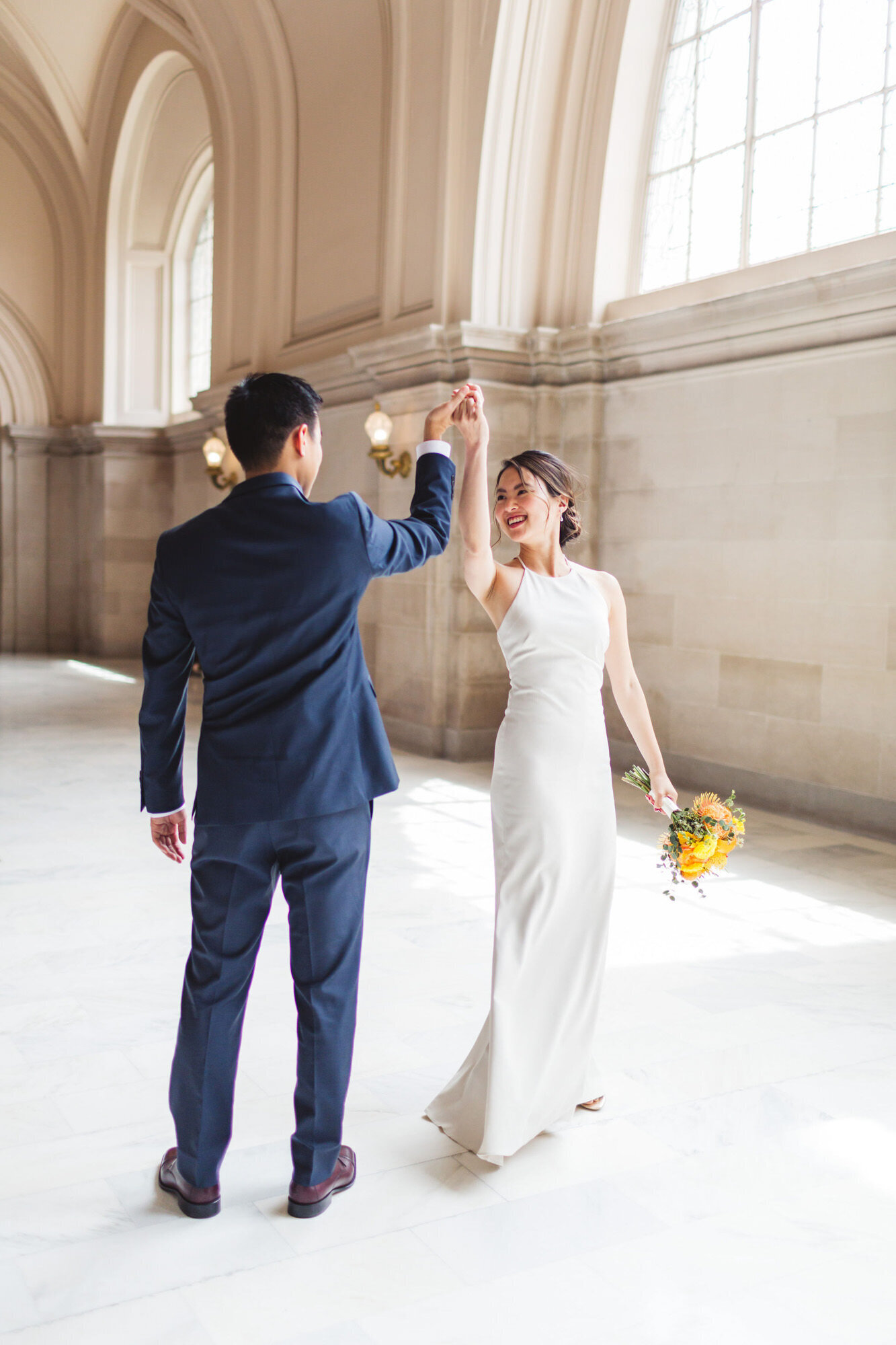 SF City Hall wedding photos with asian couple