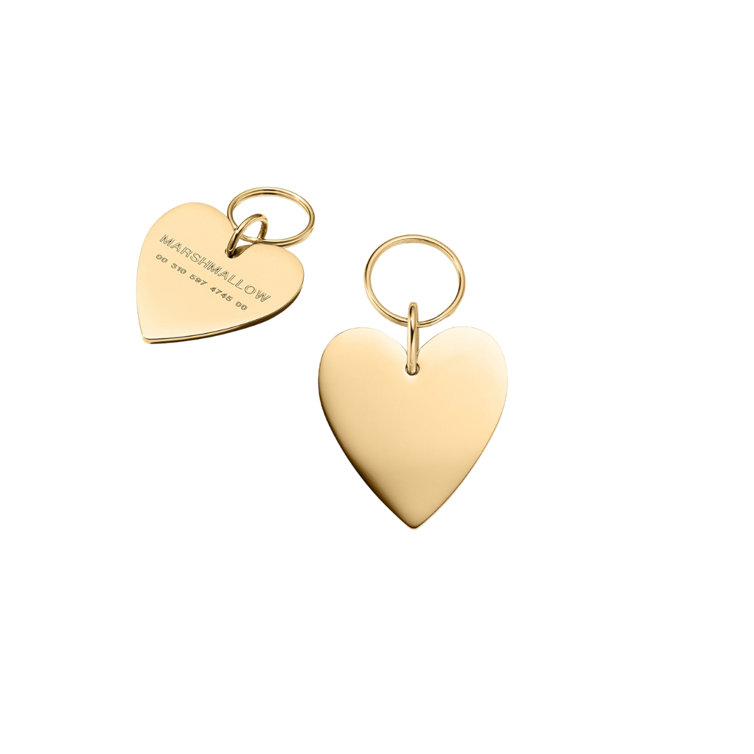 gold heart shaped dog tag
