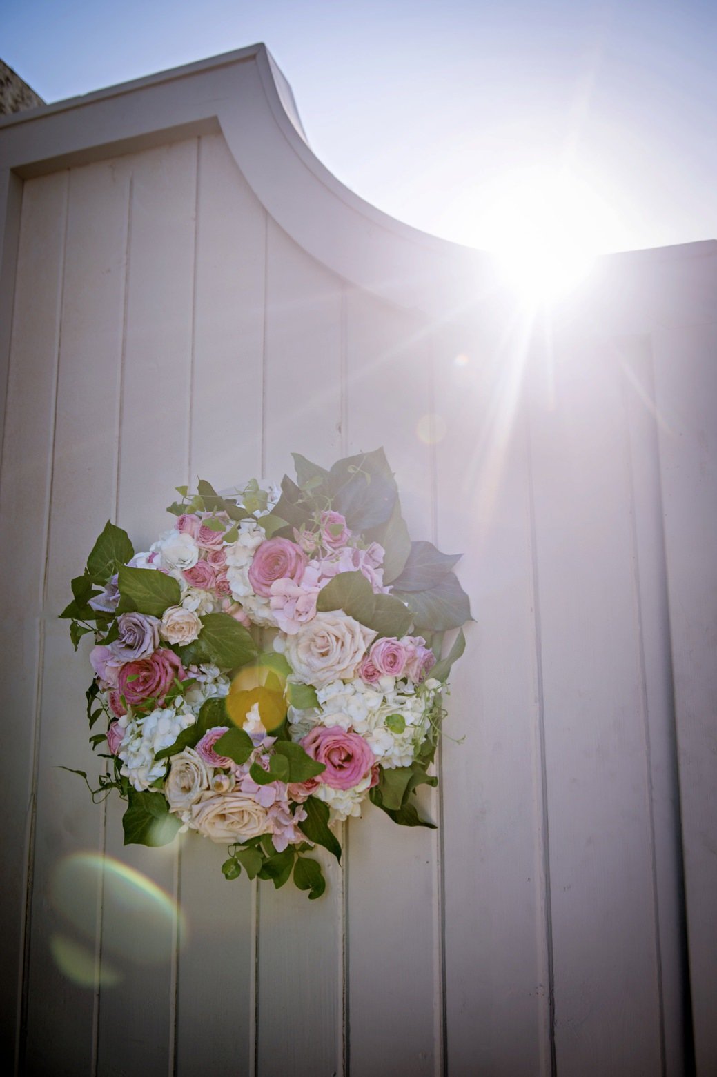 Floral wreath for wedding at Belle Mer in Newport, RI