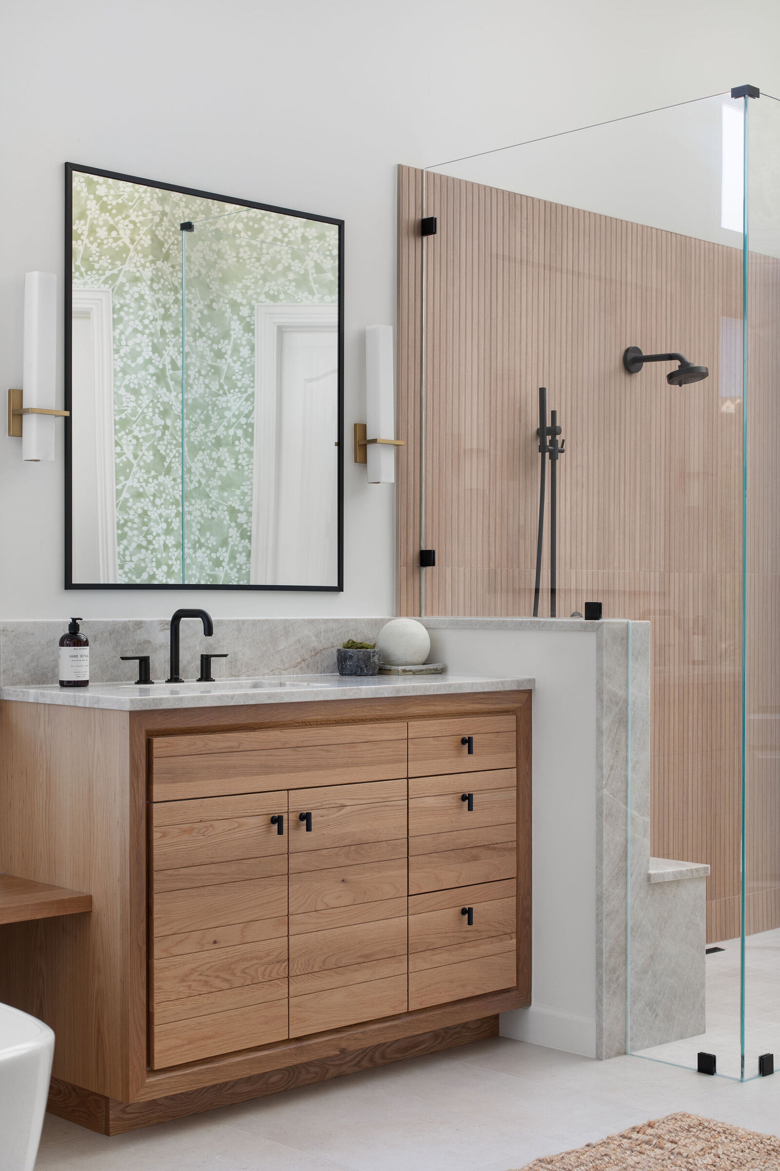 Nuela Designs Custom Oak Vanity Bathroom Interior Design