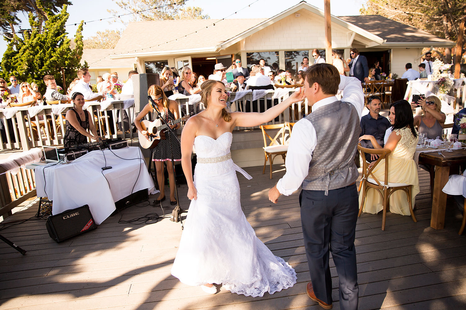 bride and groom first dance at martin johnson house