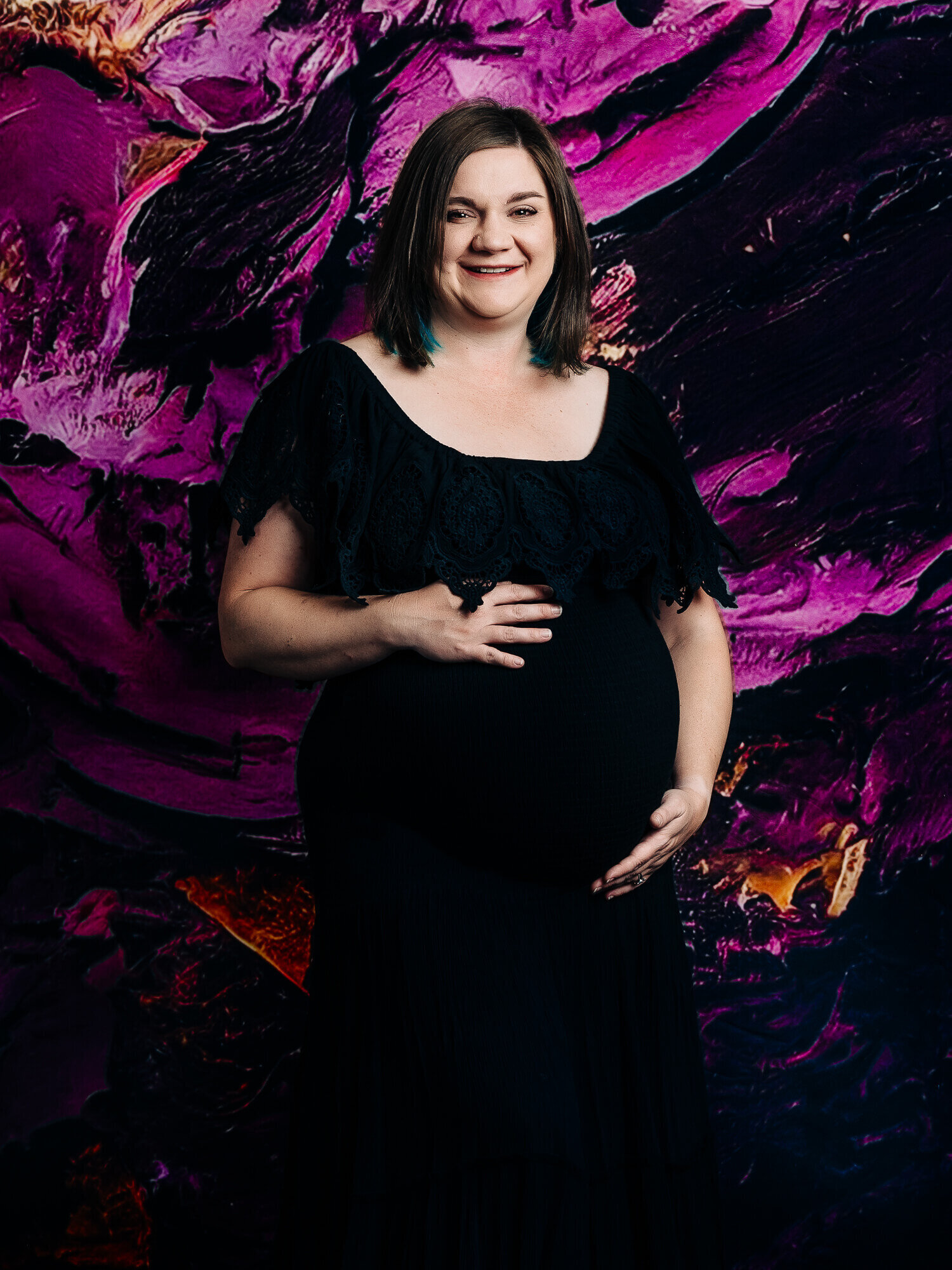 Prescott AZ maternity photography with purple backdrop