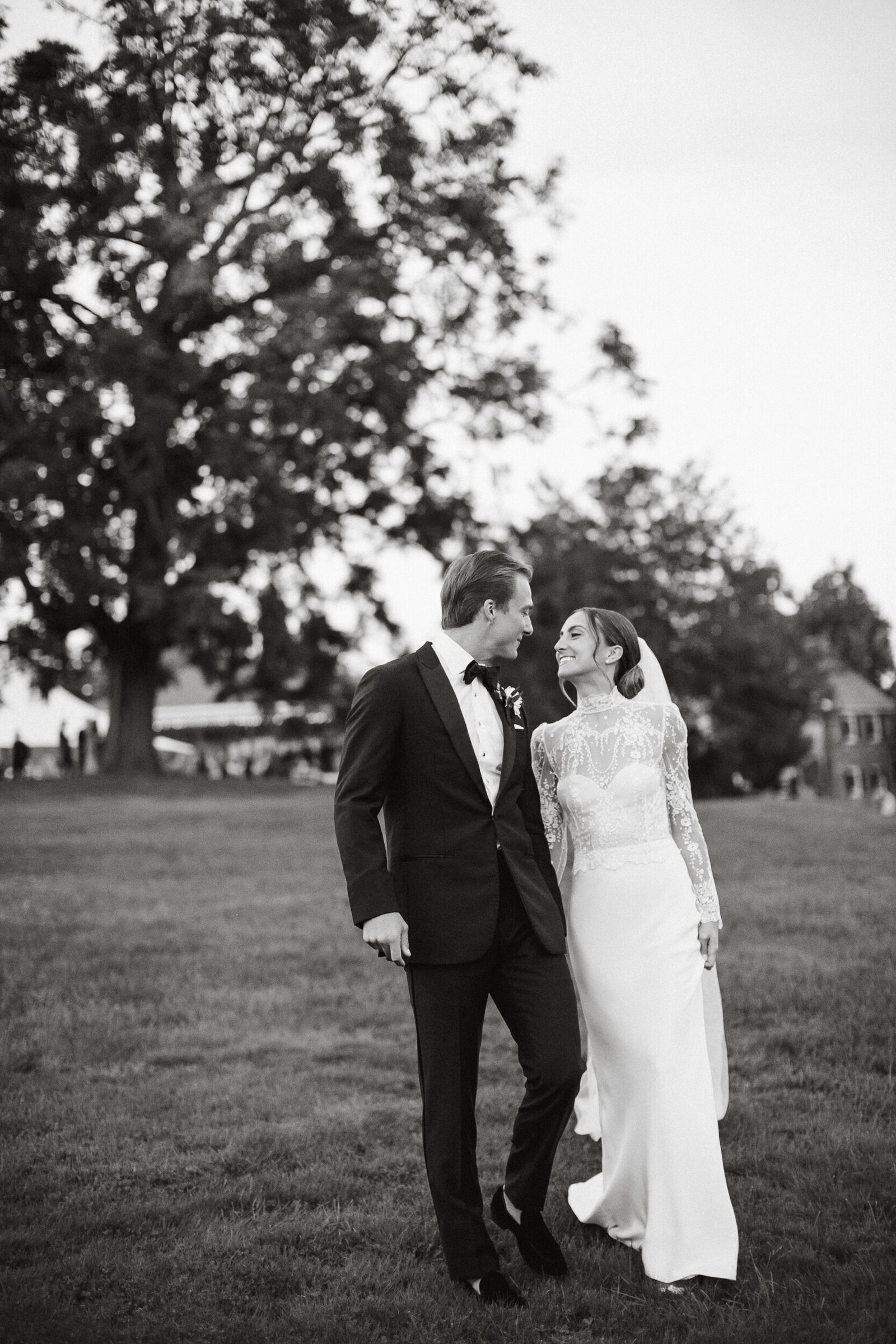 Intimate moment during this tented outdoor reception near Philadelphia, Pennsylvania. 