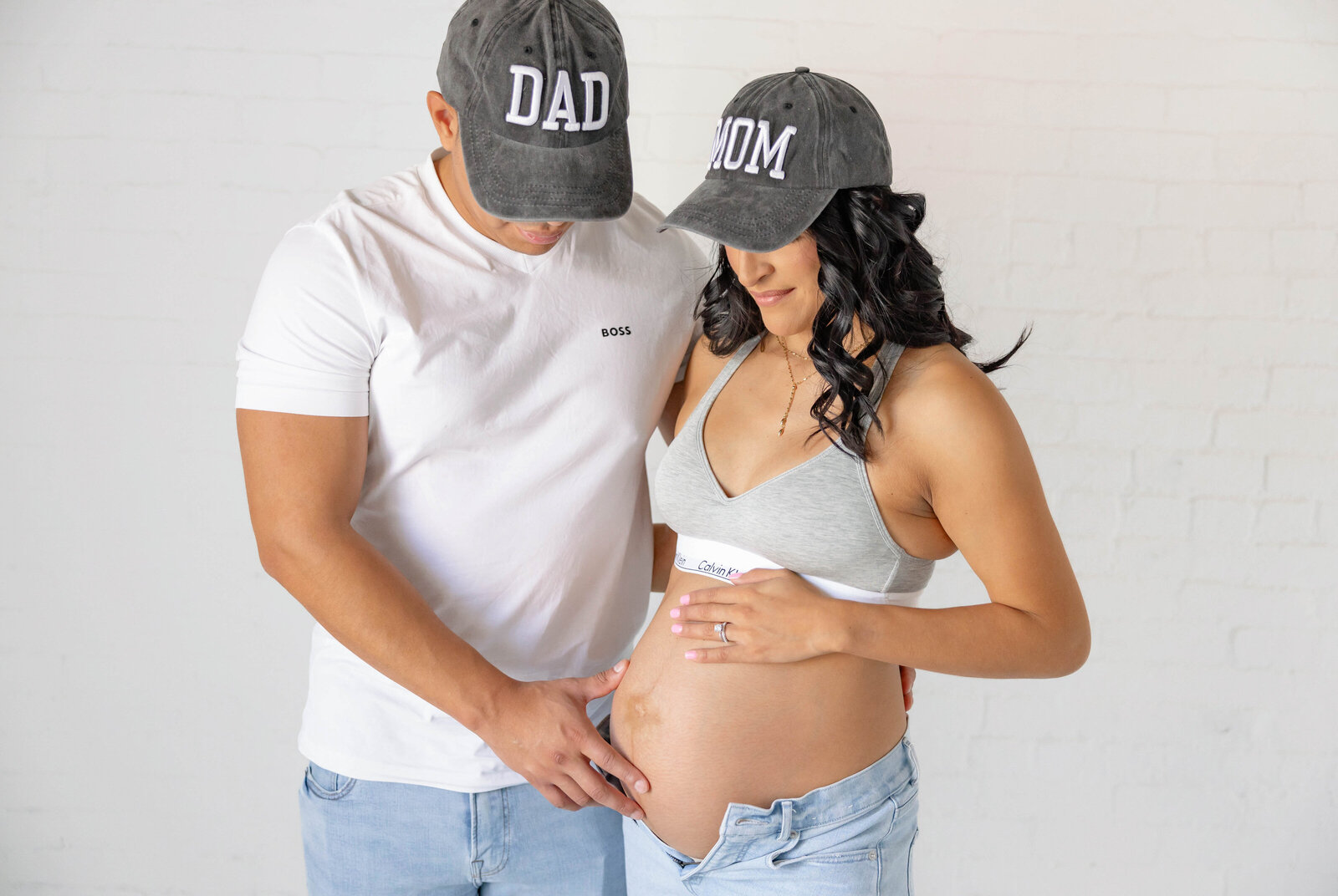 Dad and Mom Grey Hats with Calvin Klein bra