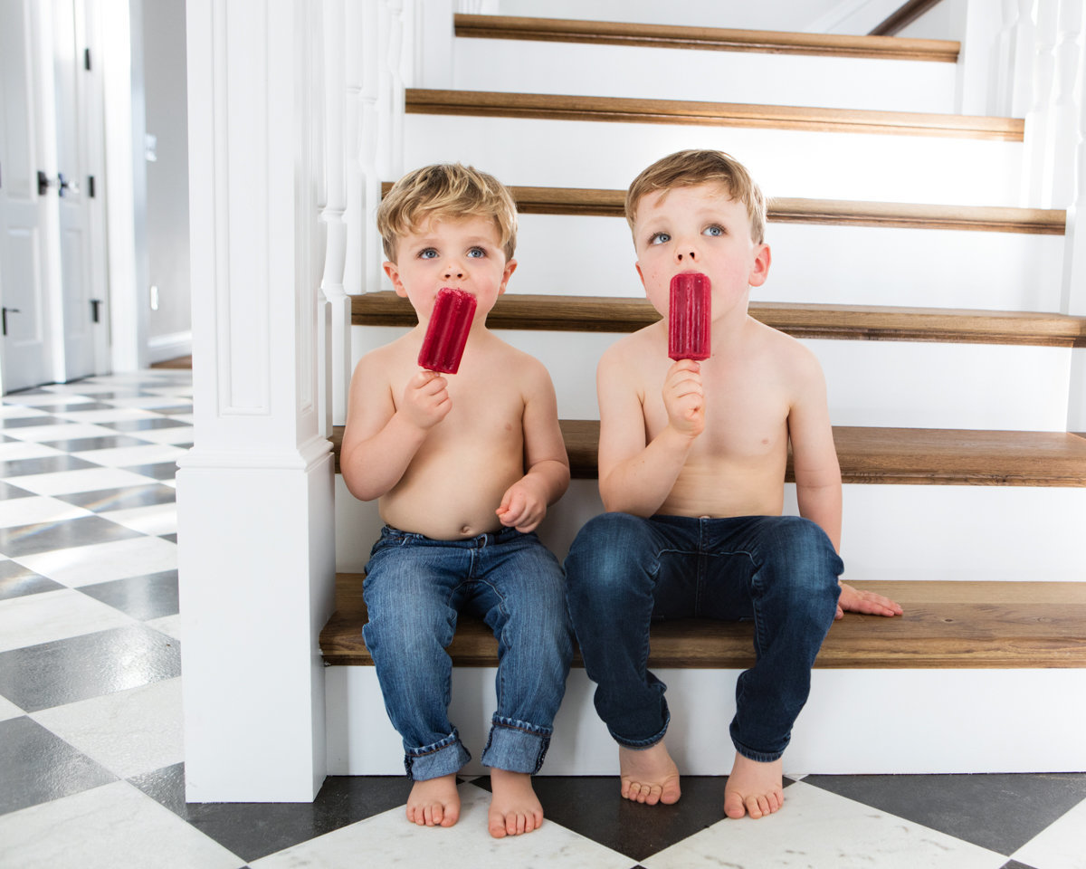 Two Boys Home with Popsicle
