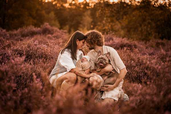 Een fotoshoot met jullie pasgeboren baby en lieve hond