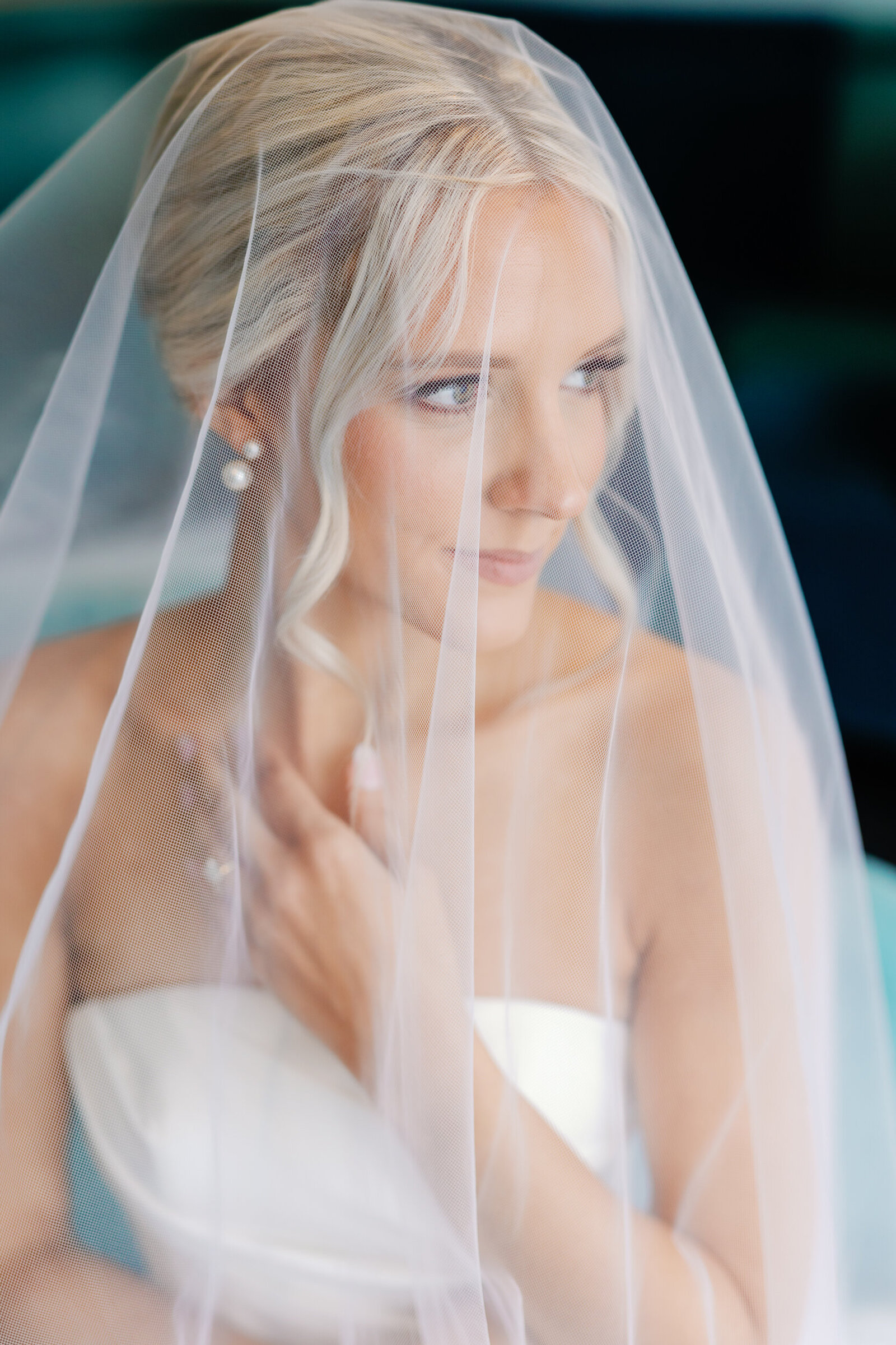 bride with veil over her face - civic center music hall-1