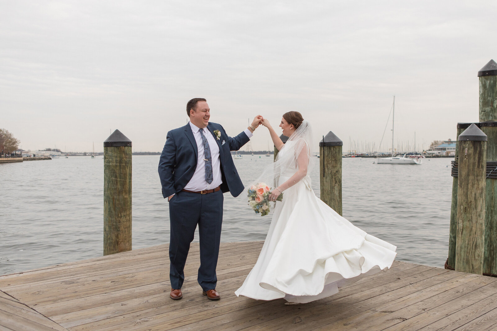 Annapolis wedding photo of couple dancing at city dock by Maryland photographer Christa Rae Photography