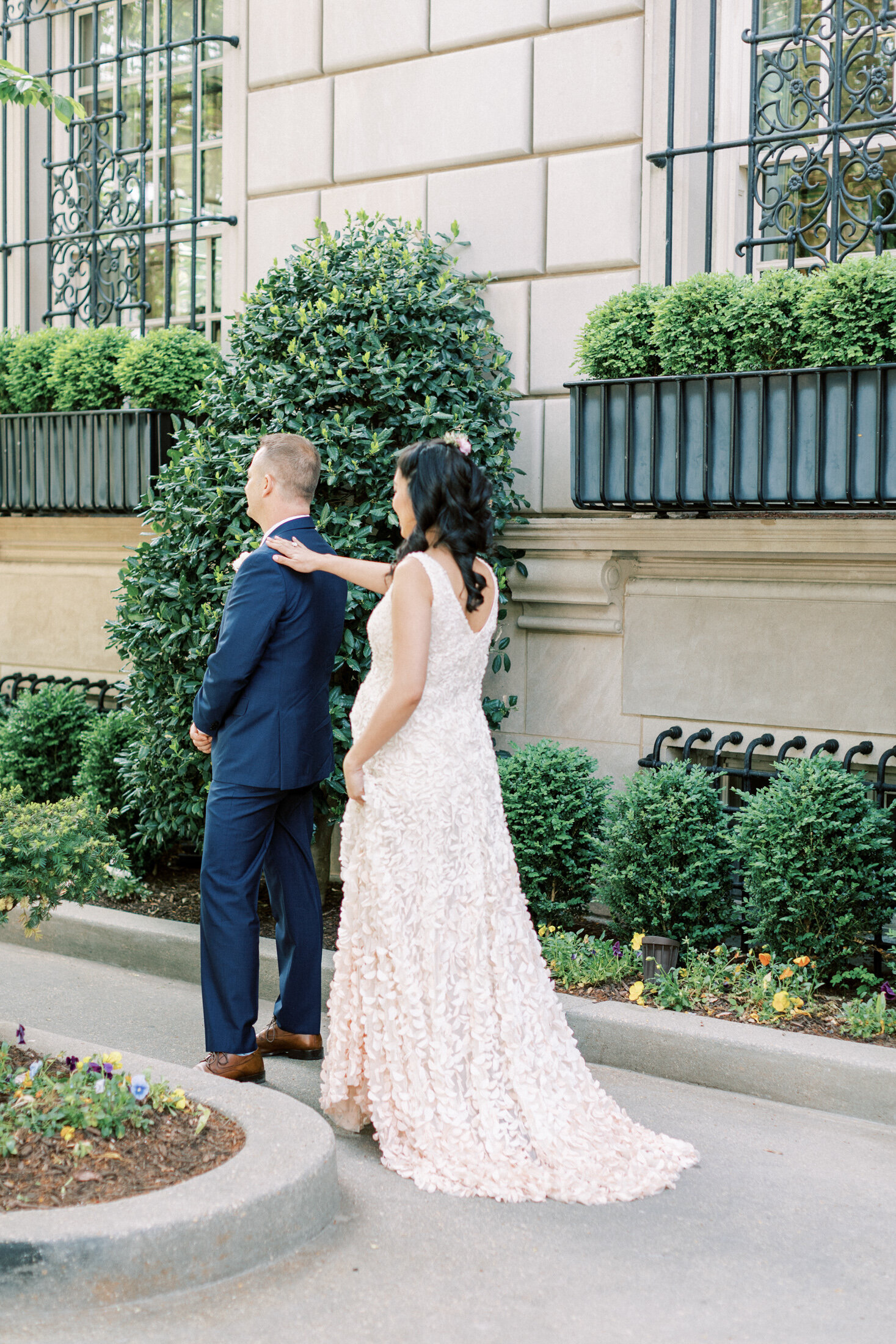 Bride and groom share a first look at the Hay-Adams hotel in DC