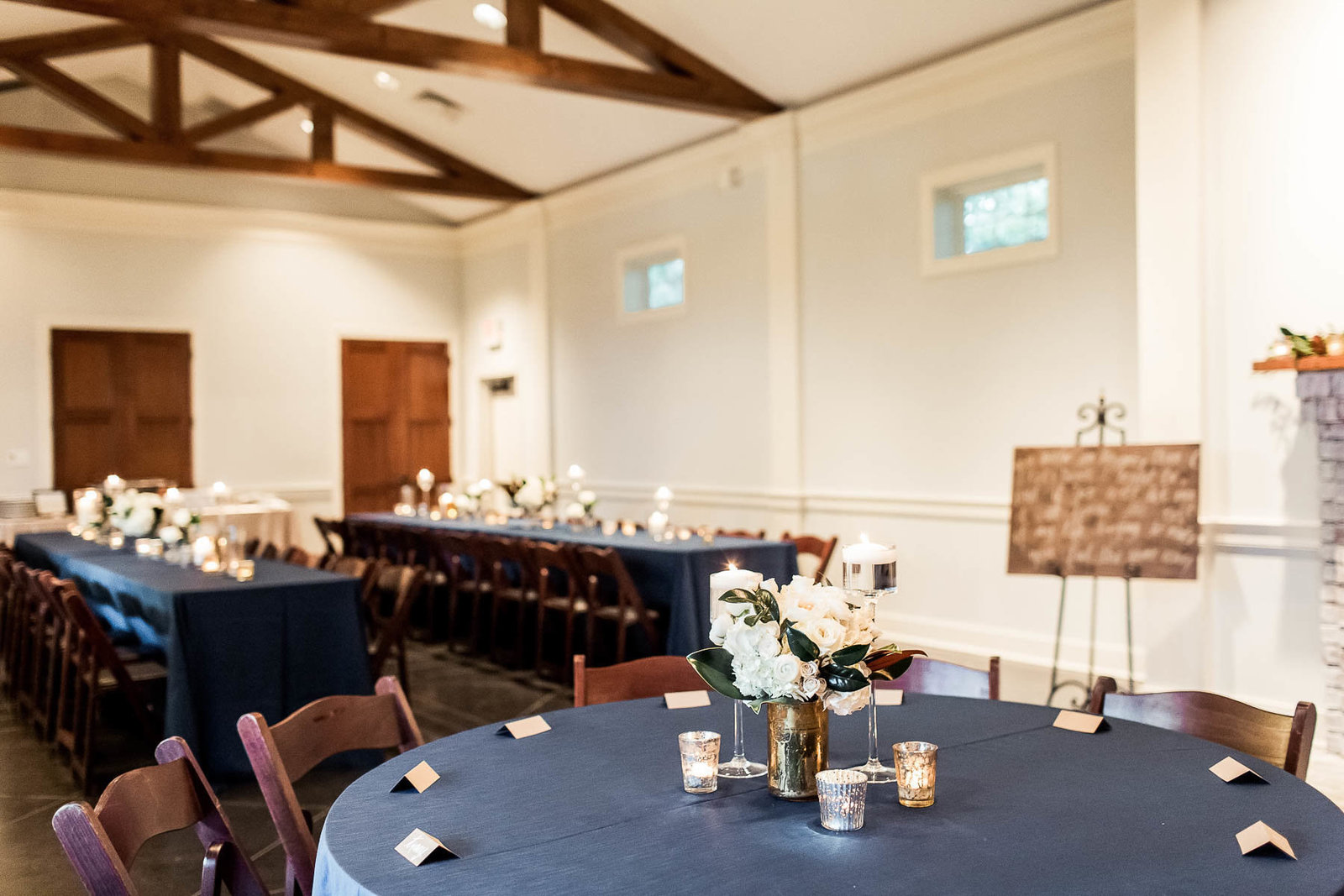 Beautiful floral centerpieces are on each table, Coleman Hall, Mt Pleasant, South Carolina