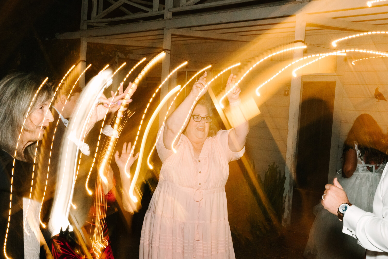 Colorful wedding reception in Santa Cruz, California.