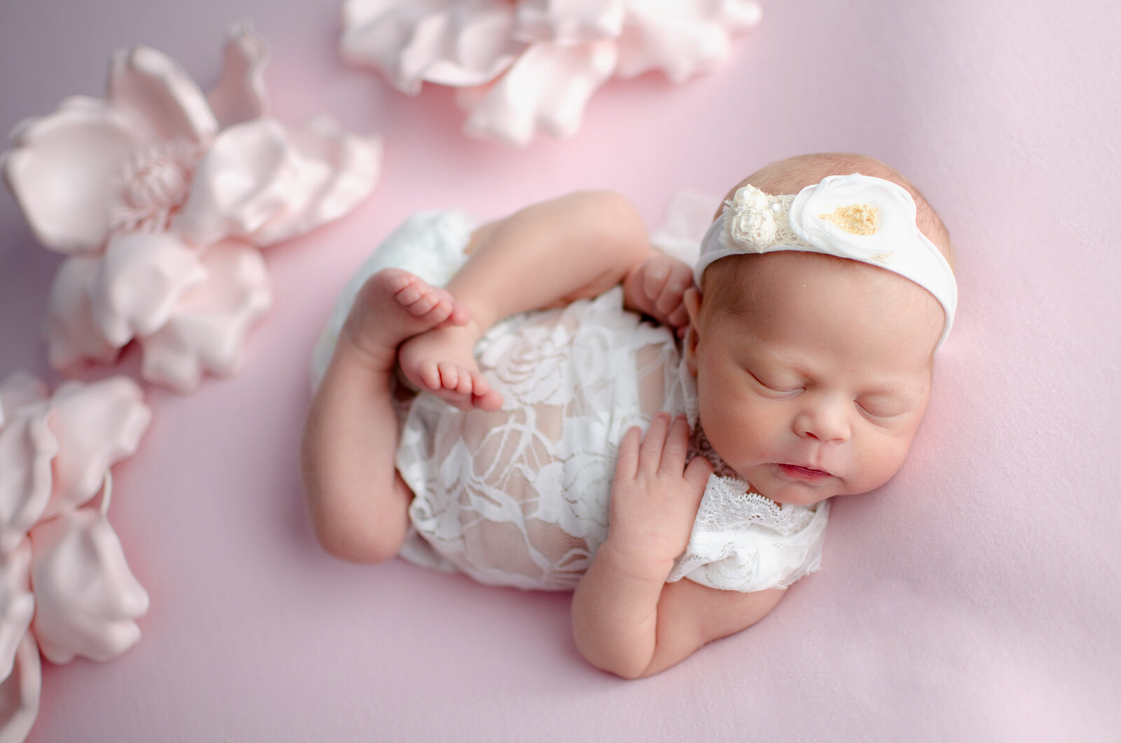 baby girl pink backdrop flowers
