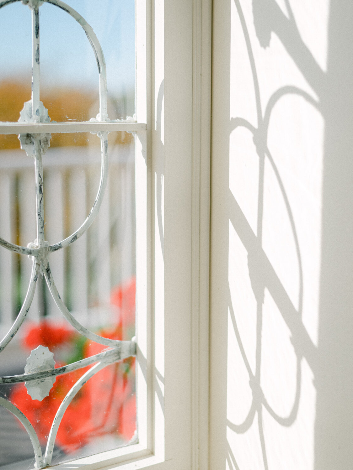 Light coming in a white window.