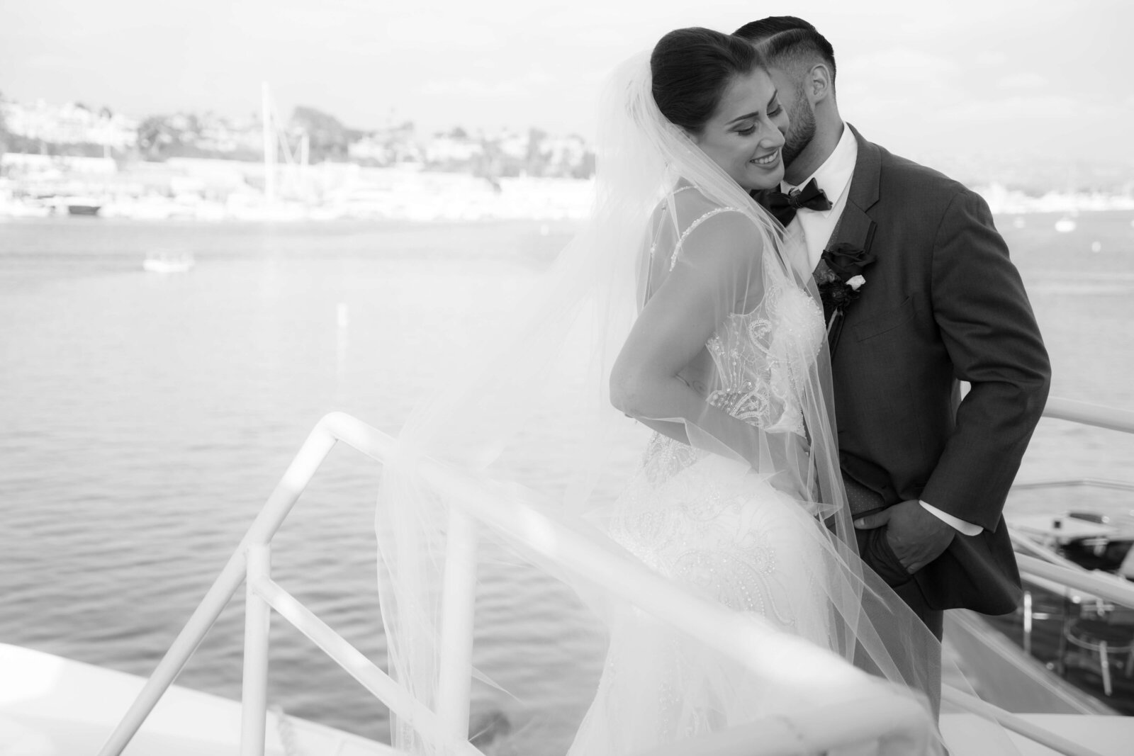 KS Gray Photography Newport Beach Bride and groom in front of ocean