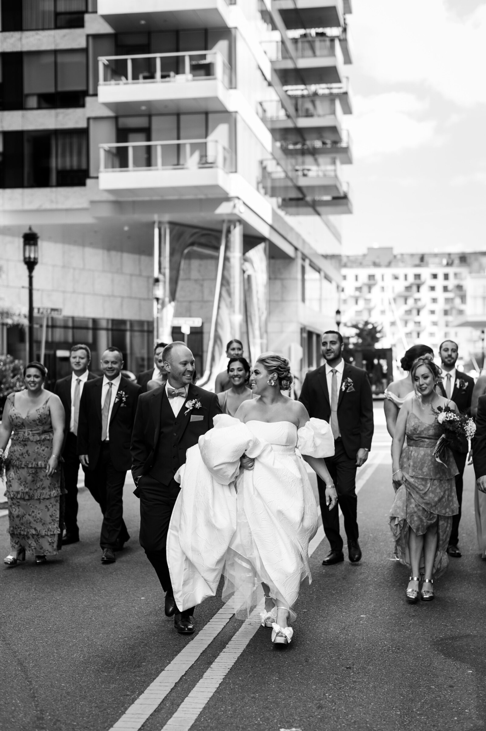 wedding-party-seaport-black-and-white-lisa-gilbert-photography