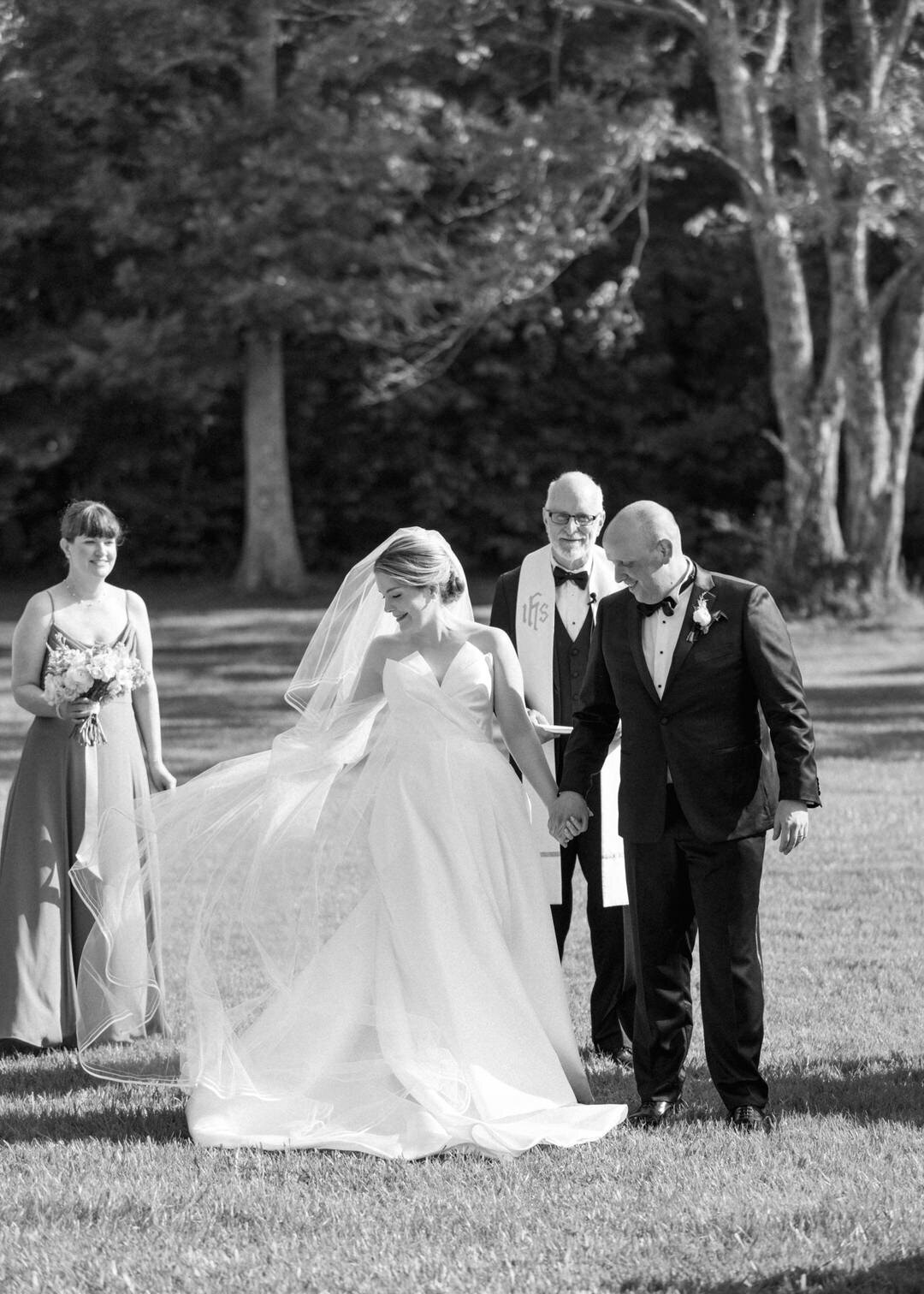 Black and White of Bride and Groom at Wedding Ceremony at Glen Ella