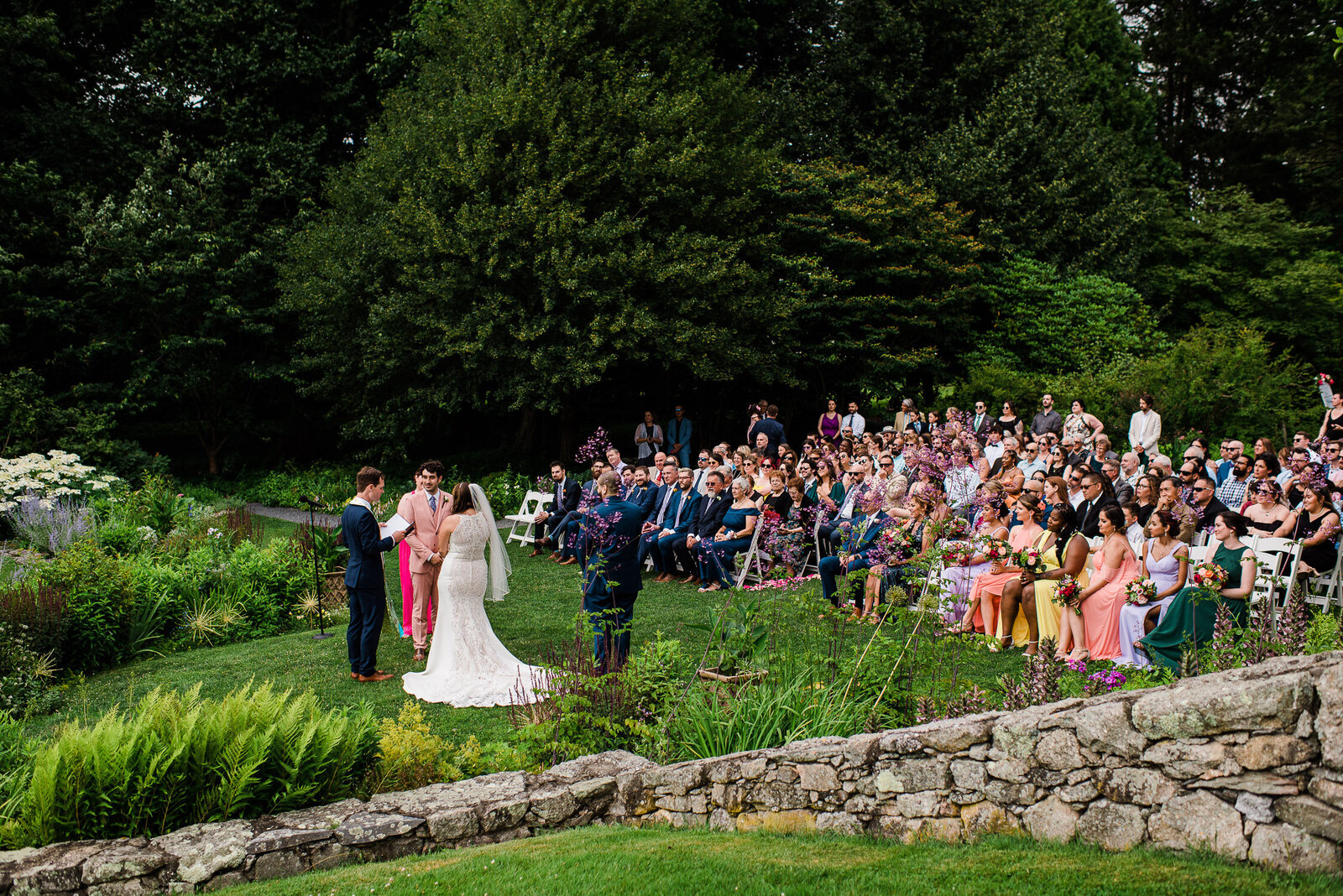 side angle of ceremony at Blithewold