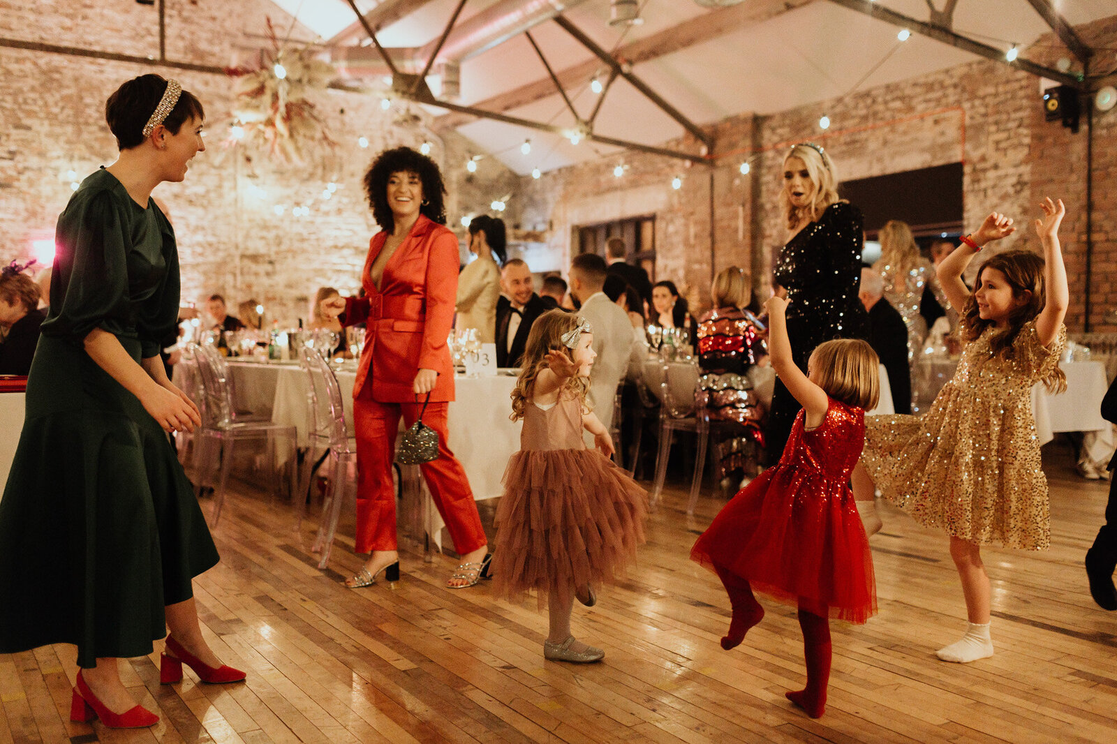 children dancing at reception
