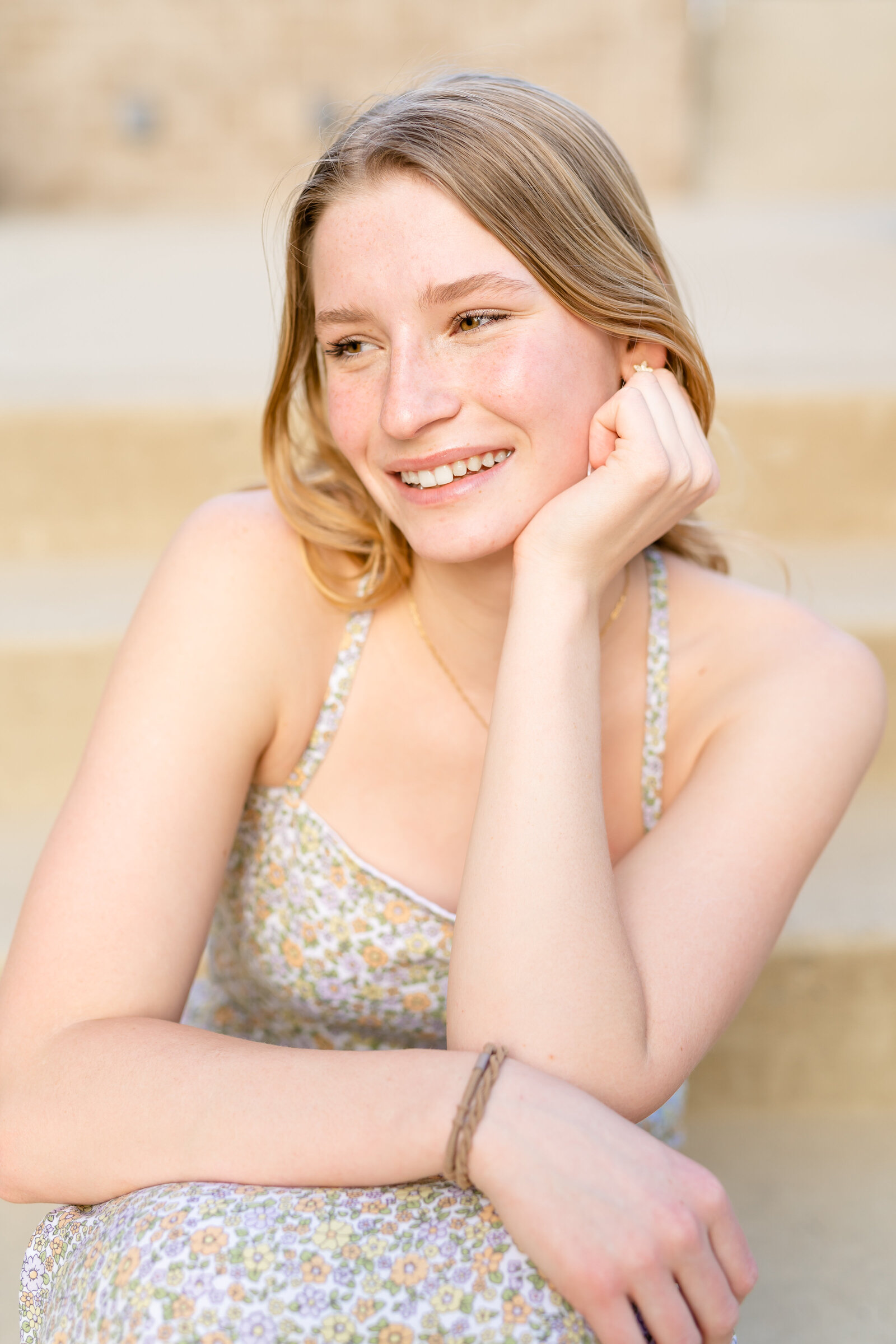 Light and vibrant Spring Reston Town Center Senior Session | Megan Hollada Photography | Northern Virginia Senior Photographer