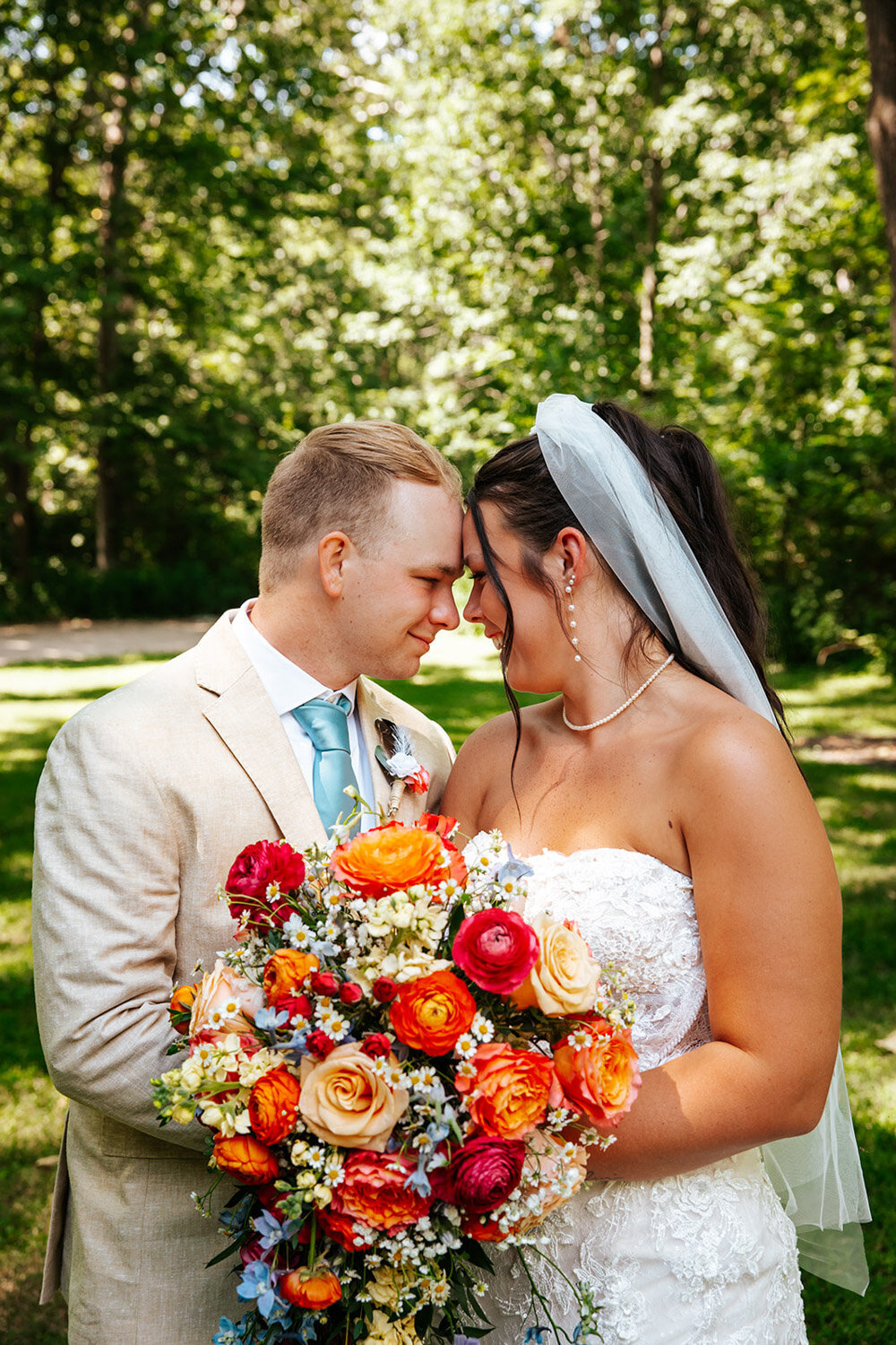 Bride and groom about to kiss
