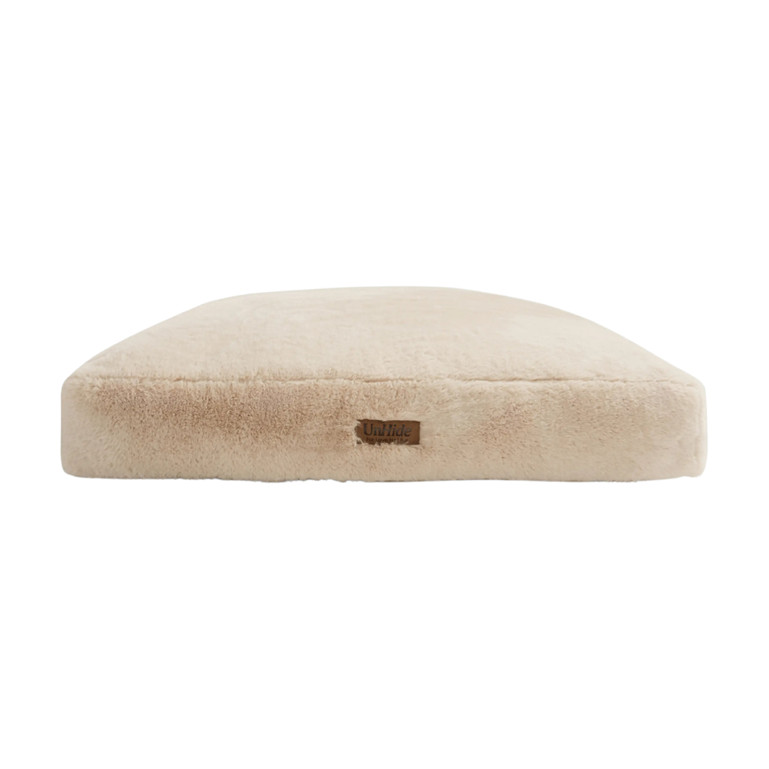 ivory furry dog bed