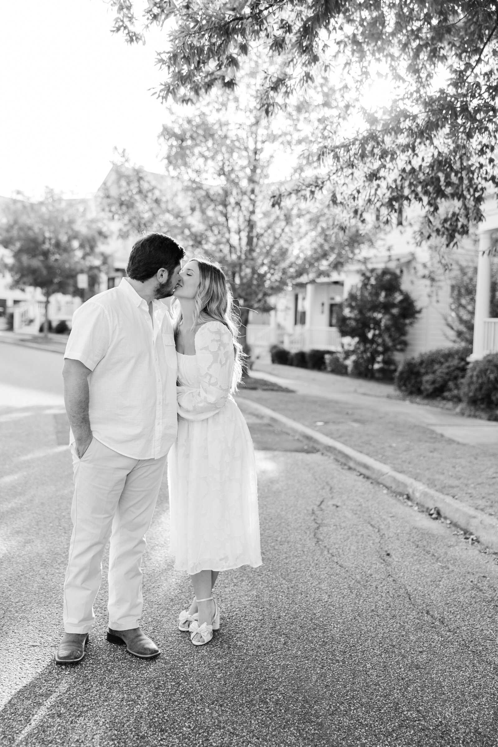 Golden hour engagement photo of Kelby and Mason, taken by Abby Bell Photography. Romantic fine art photography in Alabama.