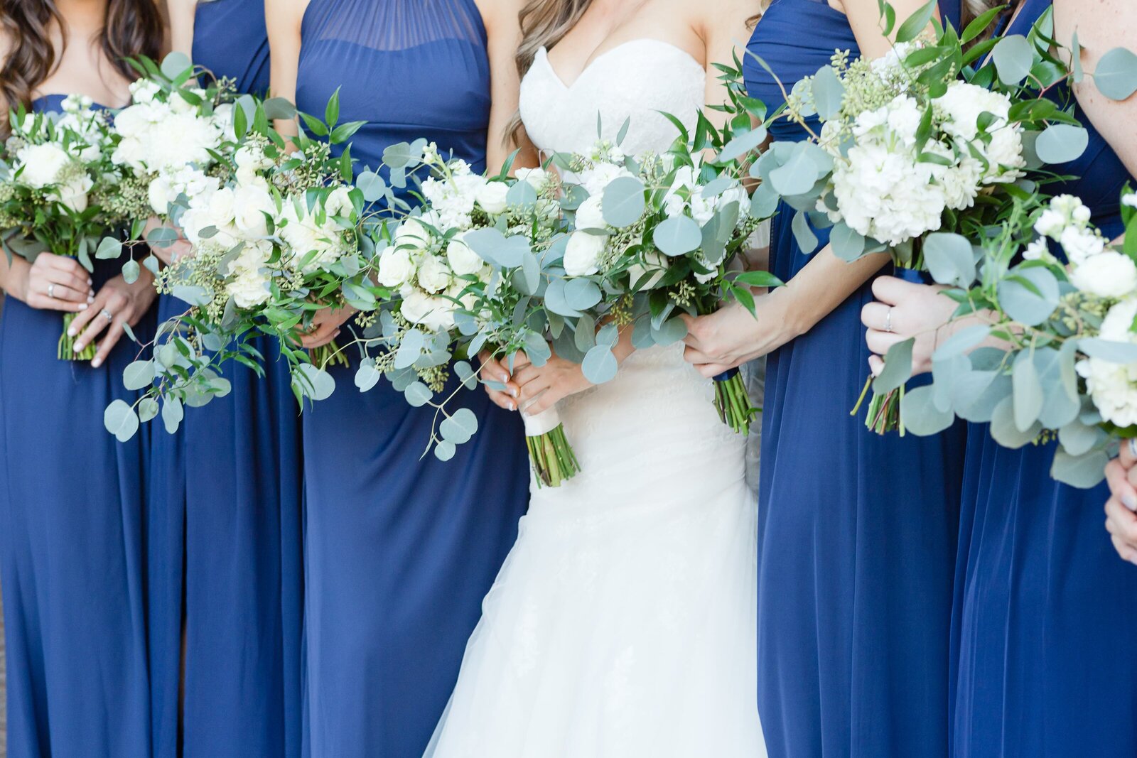 wedding-bouquets-blue-bridesmaids-dress