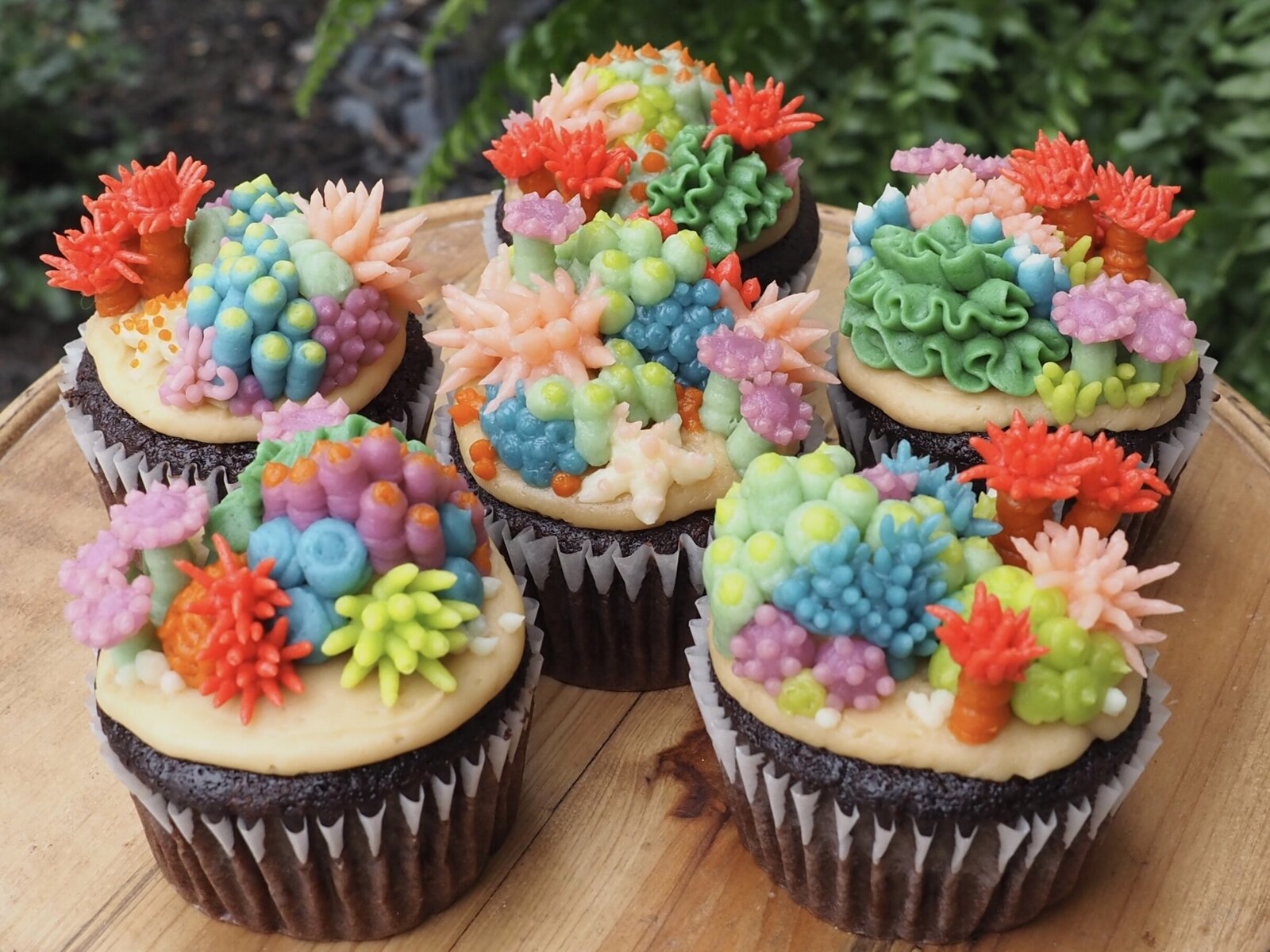 Coral reef inspired buttercream cupcakes