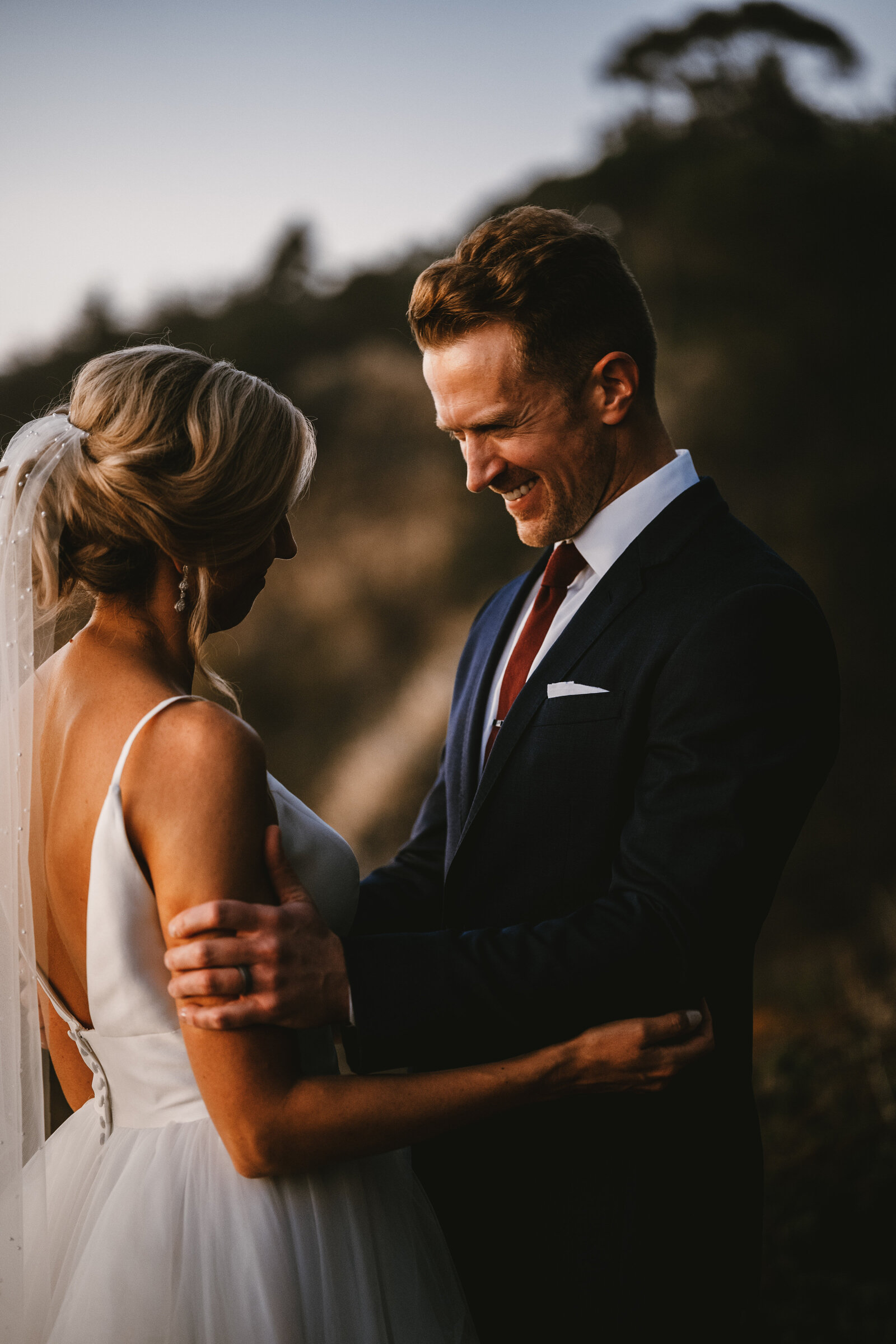 Bride and Groom after ceremony at Big Sur