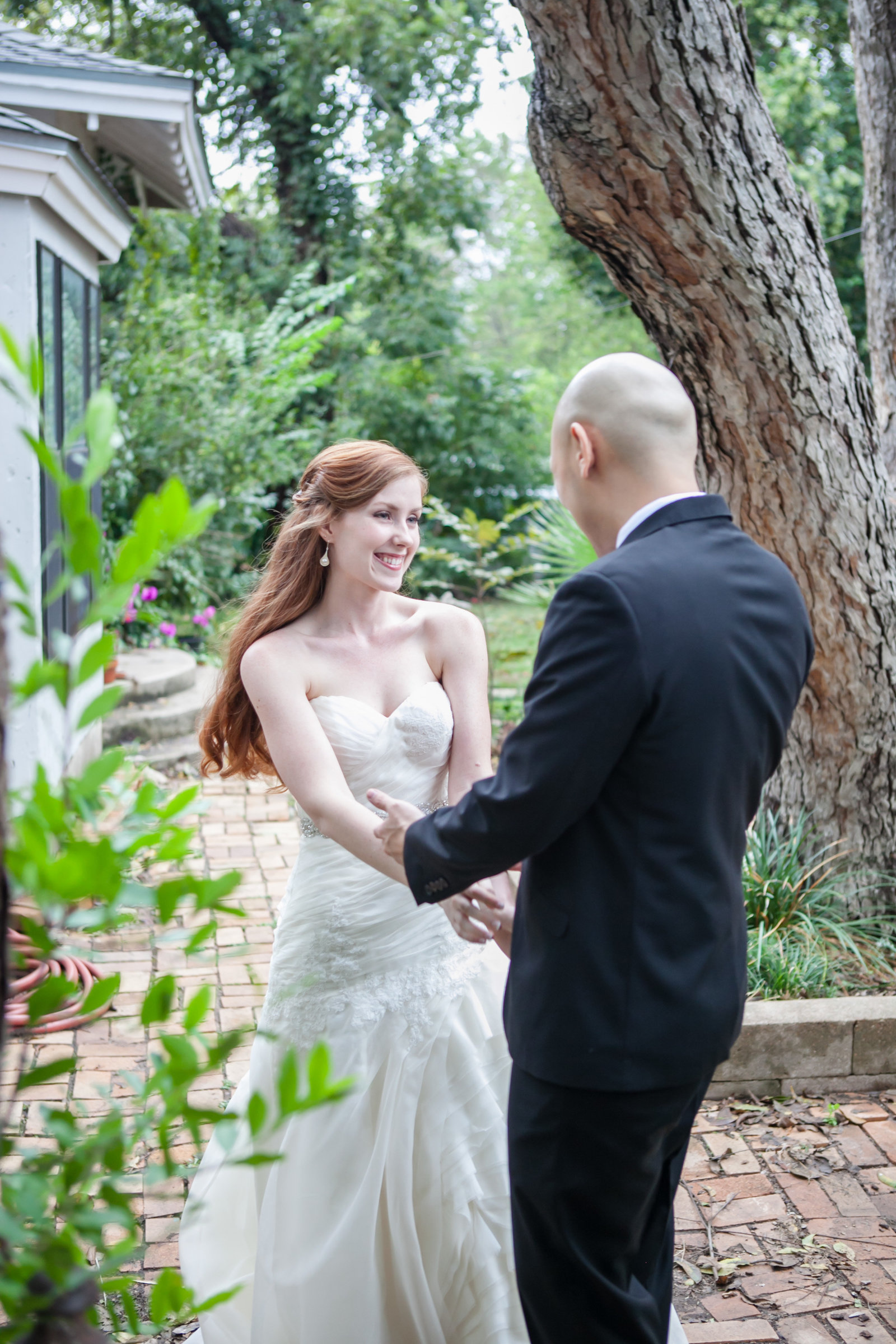 Austin Family Photographer, Tiffany Chapman Photography bride and groom black first look photo