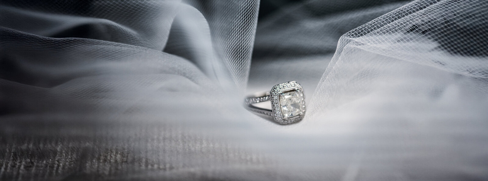 brides engagement ring in a beautiful background