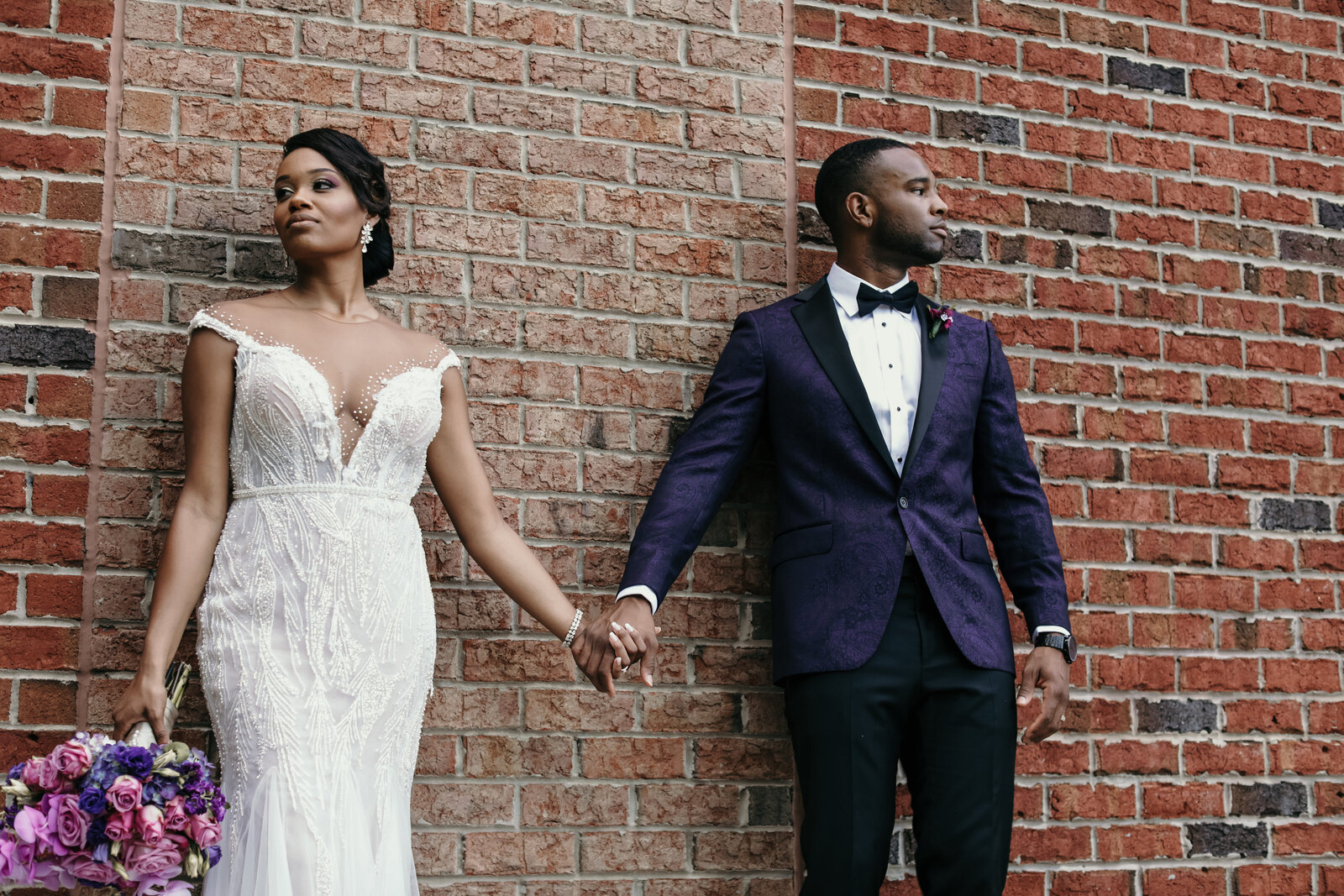 Elegant wedding portrait of the bride and groom in Raleigh, NC, planned by a luxury wedding coordinator.
