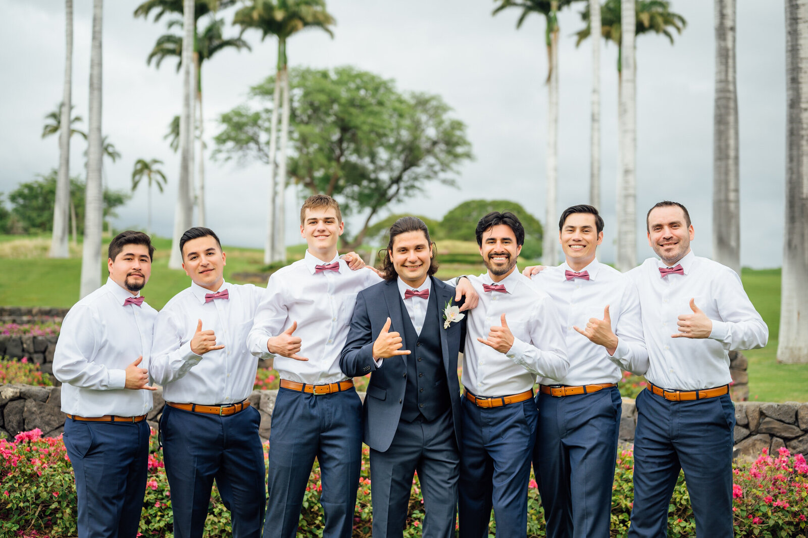 groom and his best friends on his wedding day on the Big Island