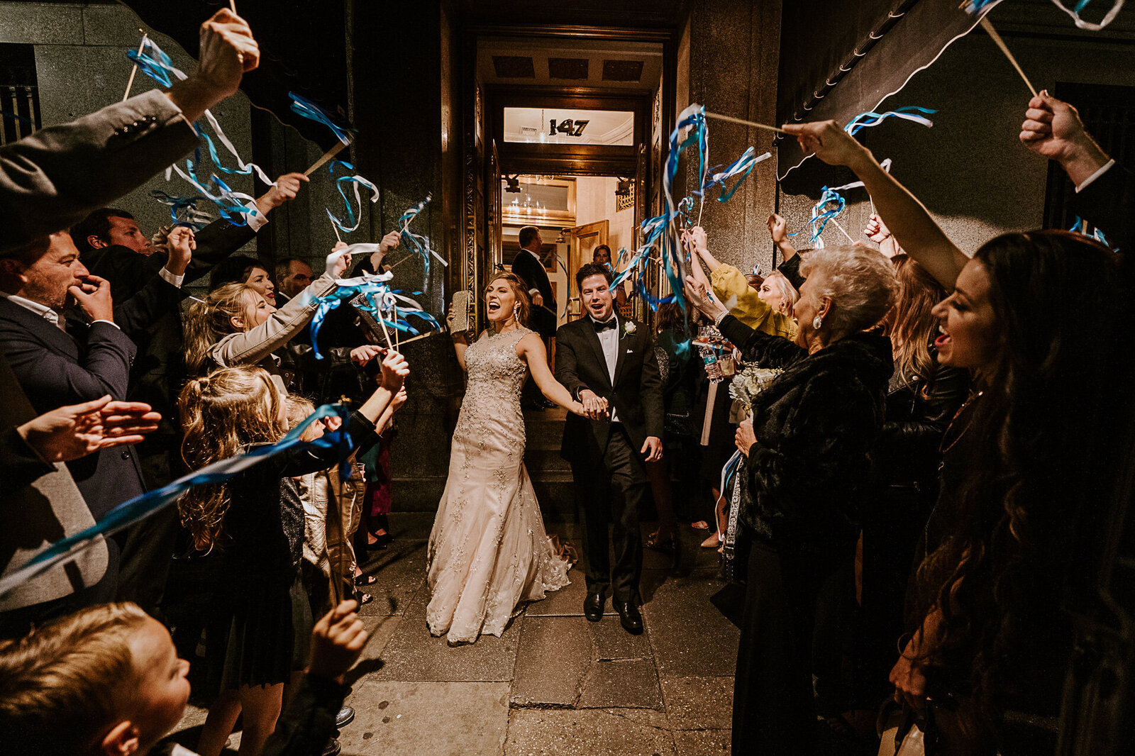 Streamer wedding day exit