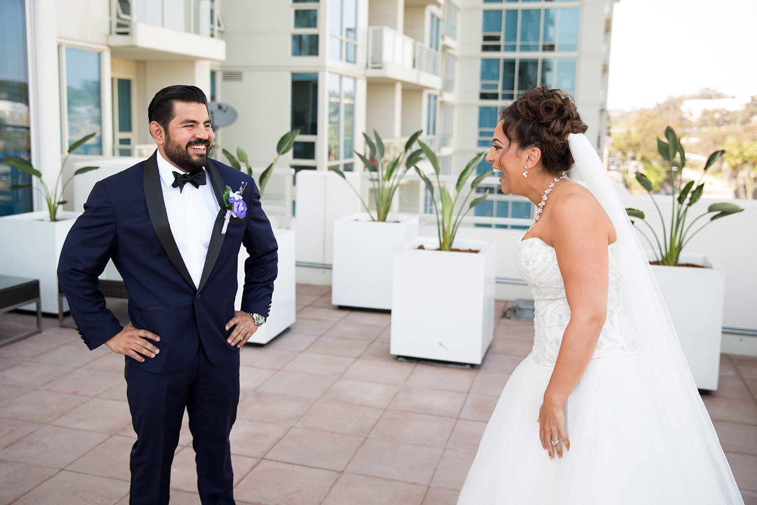 first look bride and groom