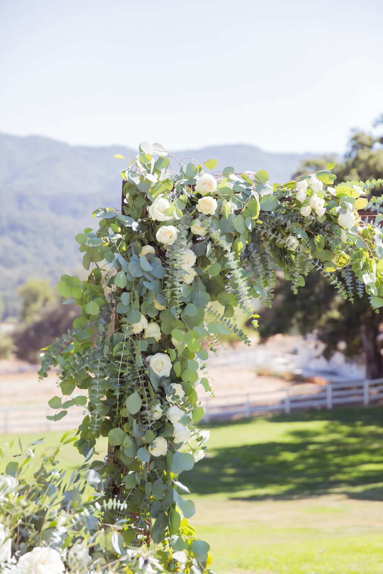 Luxury botanical details of wedding arch