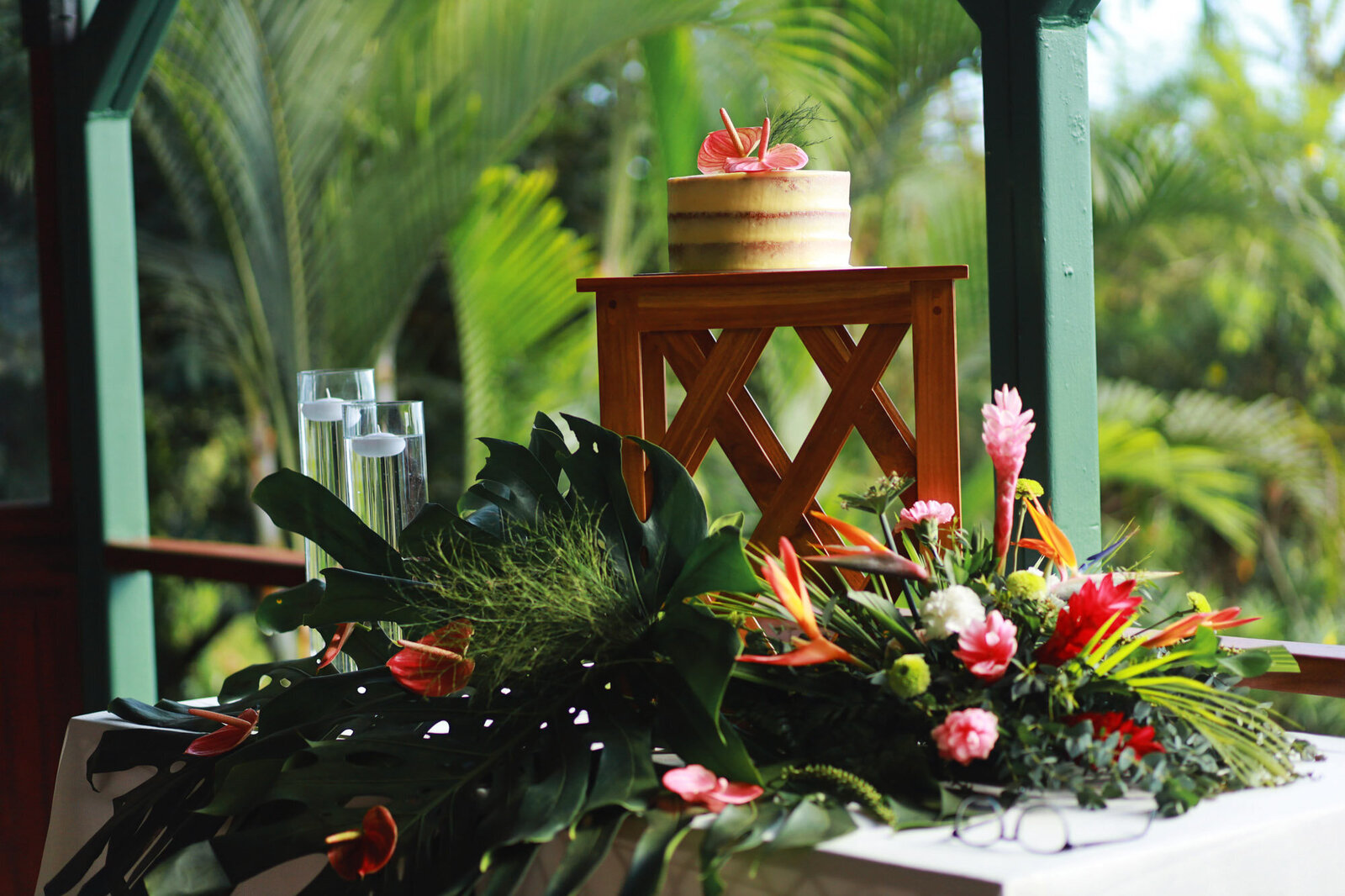 floral centerpiece at costa rica wedding