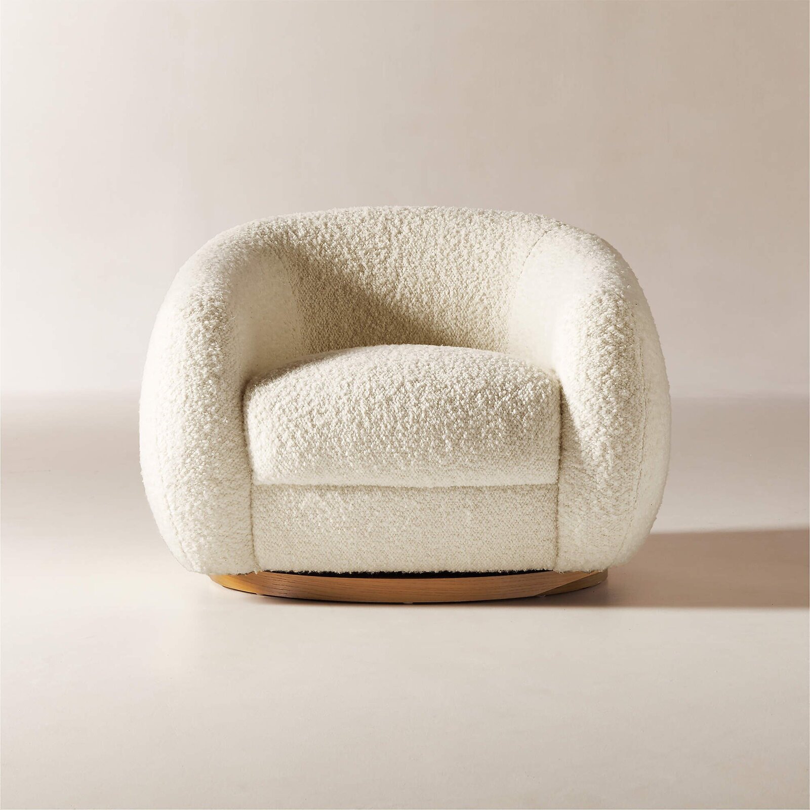 White Boucle Swivel Chair