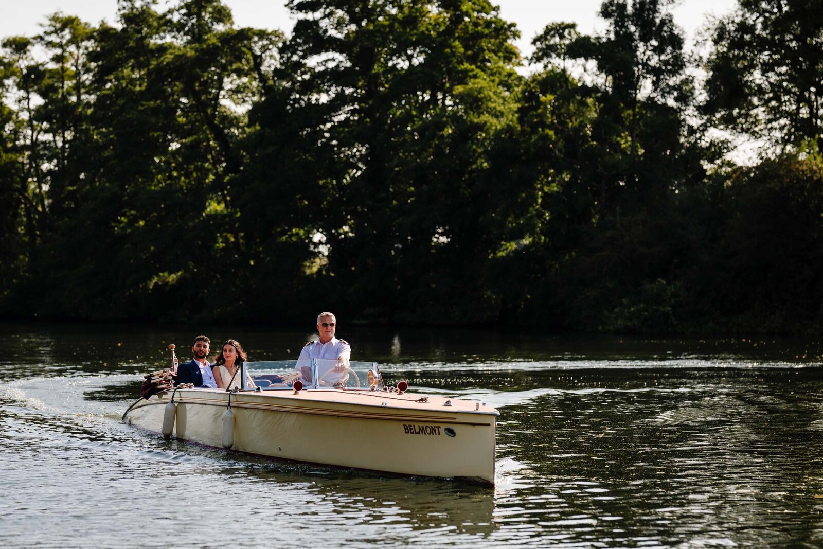 A couple on a boat ride just moments after she said "yes" during a surprise proposal in London.