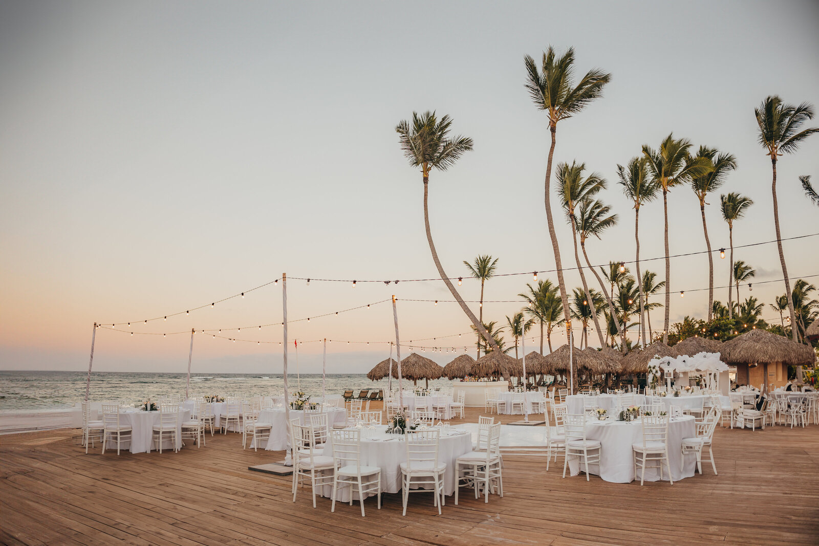 wedding reception set up at beach