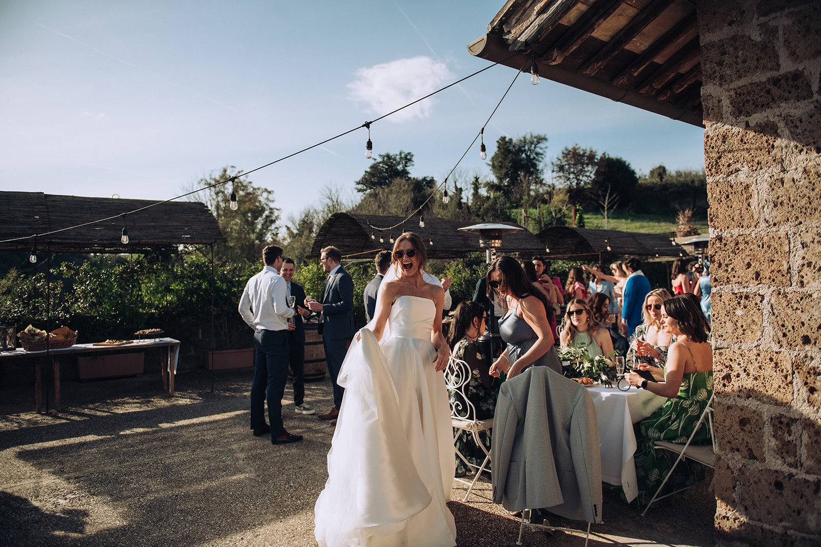 Bride celebrating her wedding in Italy
