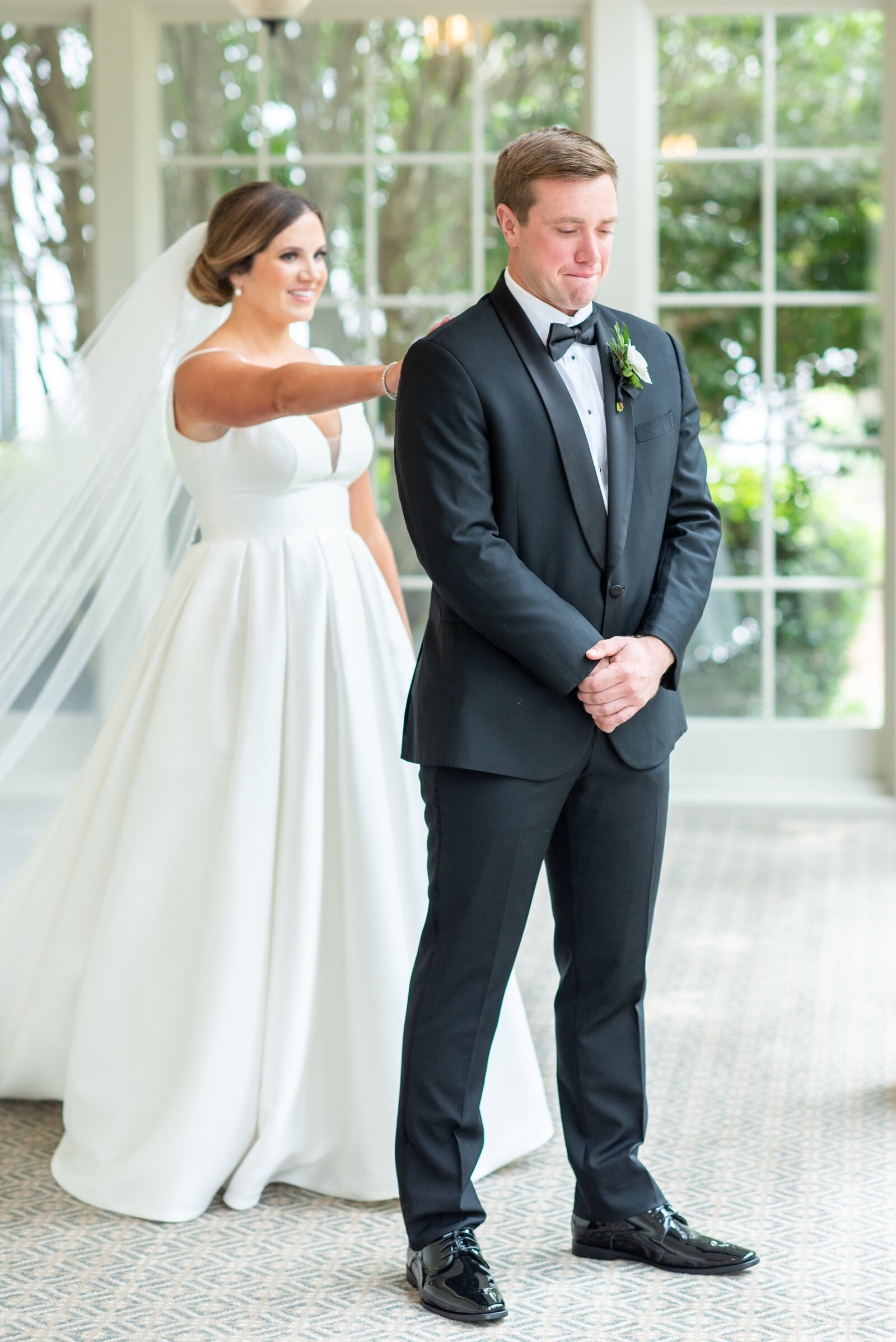 first look between bride and groom