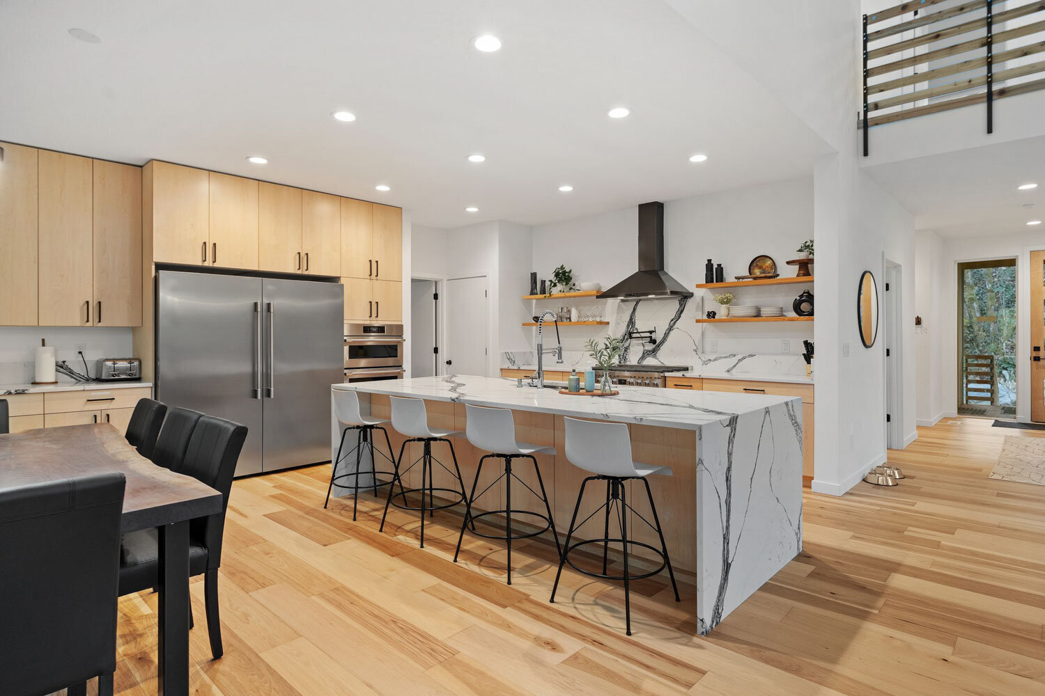 Dining area with the view of the big fridge
