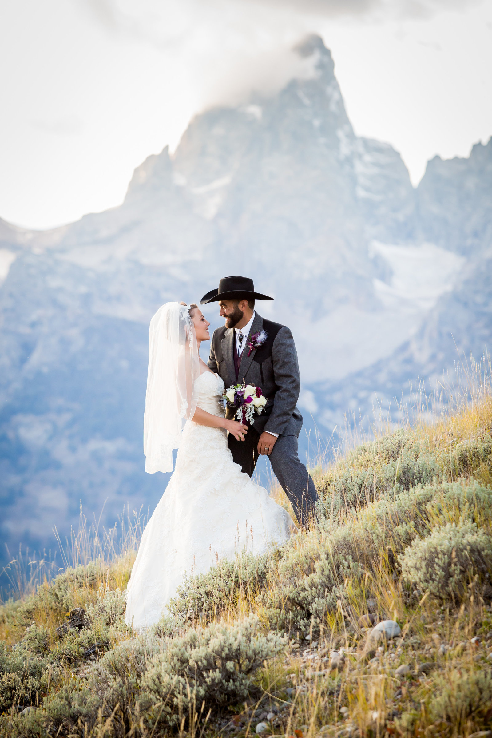 Bride and groom in Grand Teton National Park