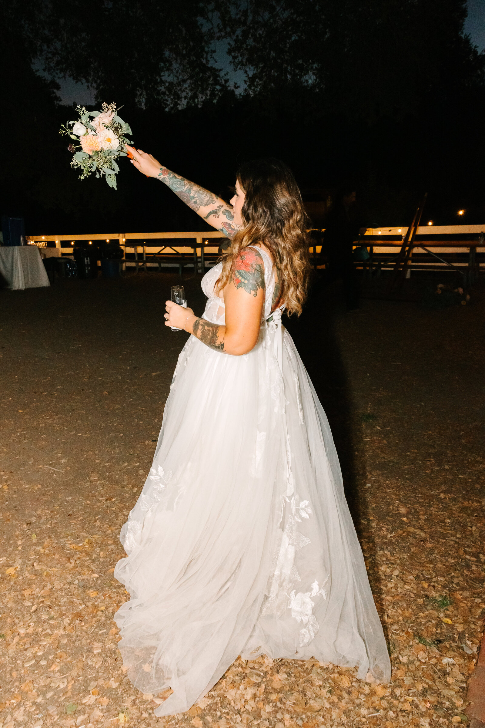 Colorful wedding reception in Santa Cruz, California.