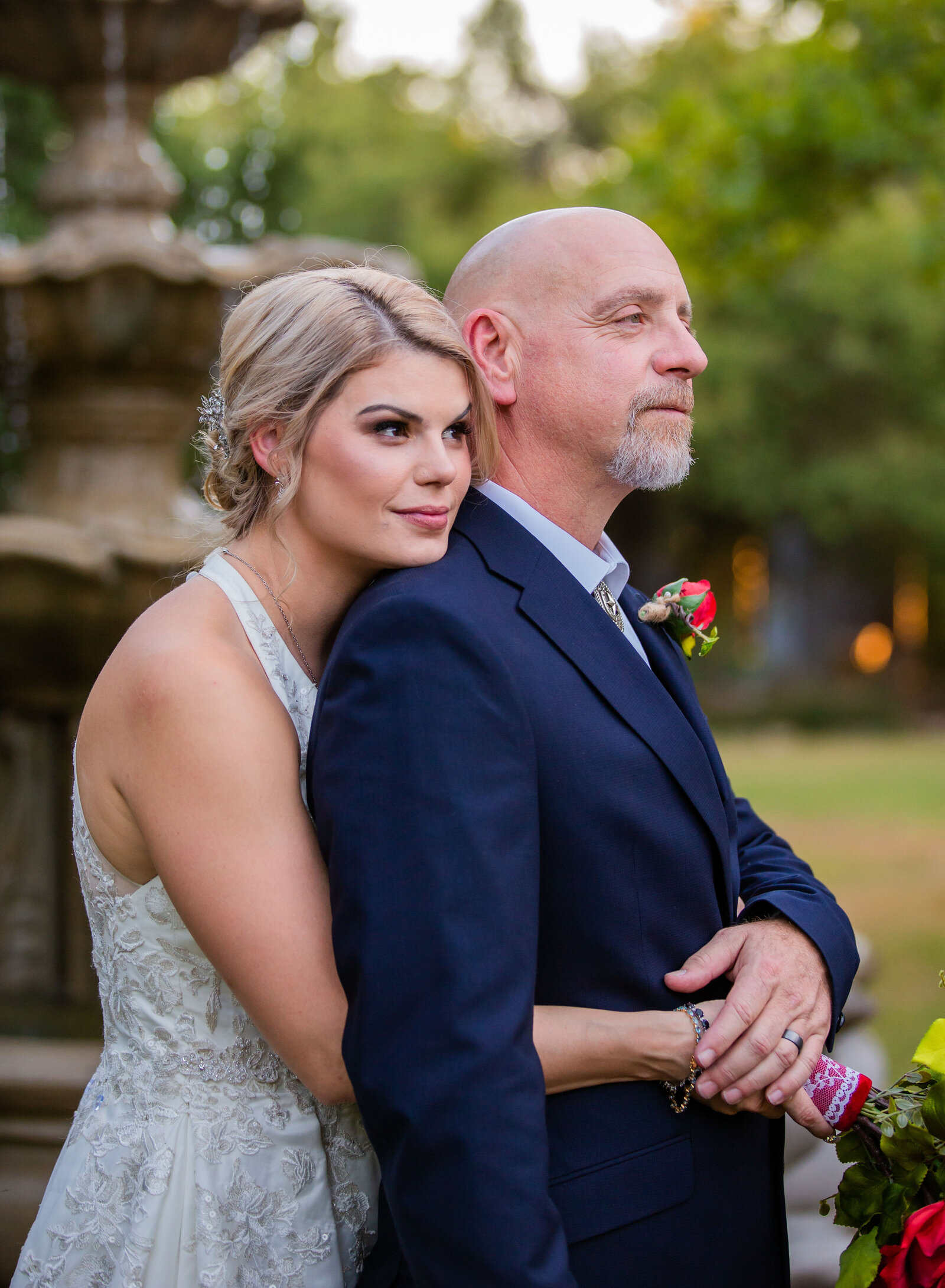 bride hugging groom