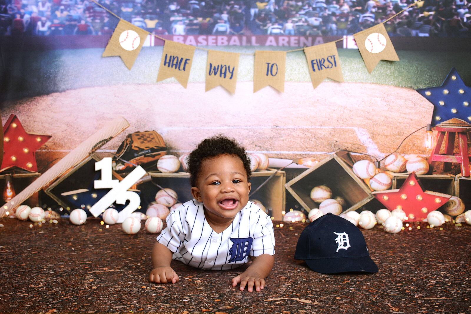 boy at first birthday photoshoot