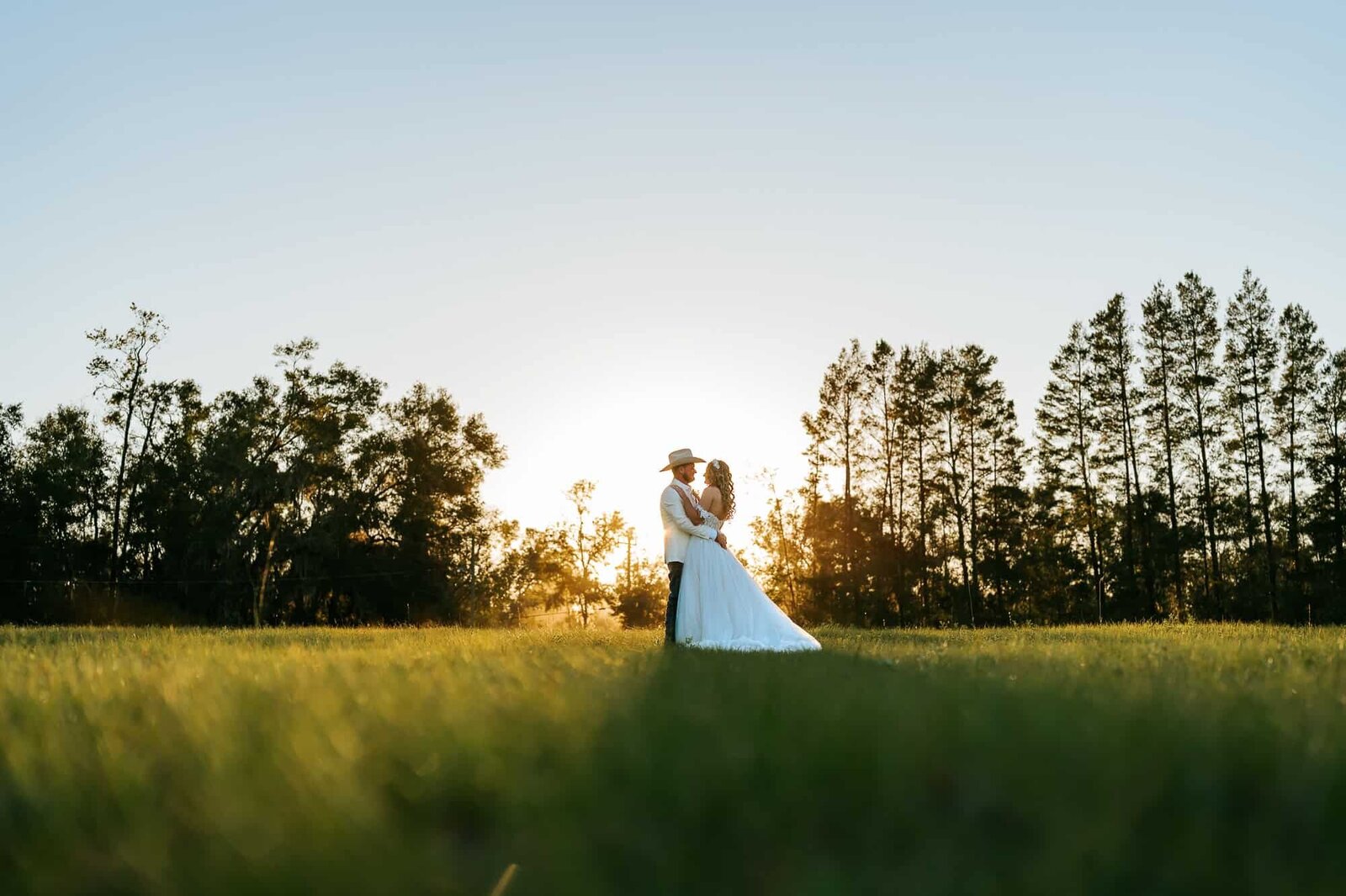 Bride and groom during golden hour at Villa Woodbine