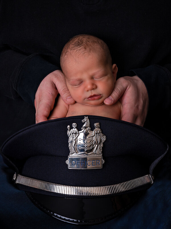 East Brunswick NJ Newborn Photographer Correction Officers Hat