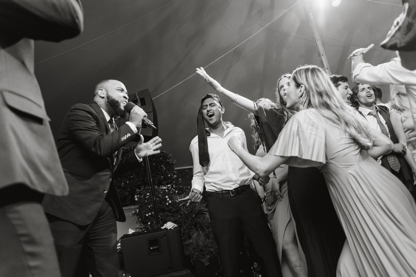 Lively dance floor at the Radnor Hunt wedding reception.